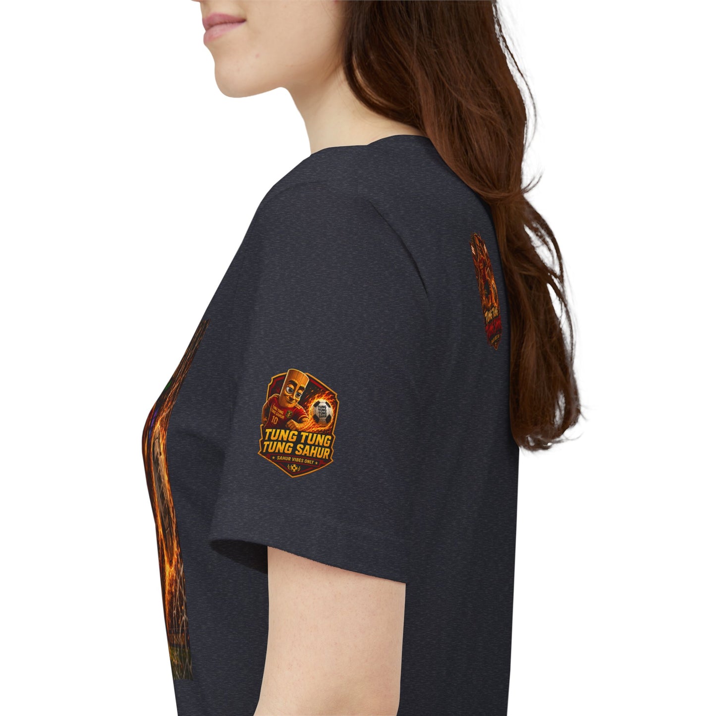 Tung Tung Tung Sahur Soccer Kick Firestorm Graphic Tee — ‘Goal’ Animated Kick Design