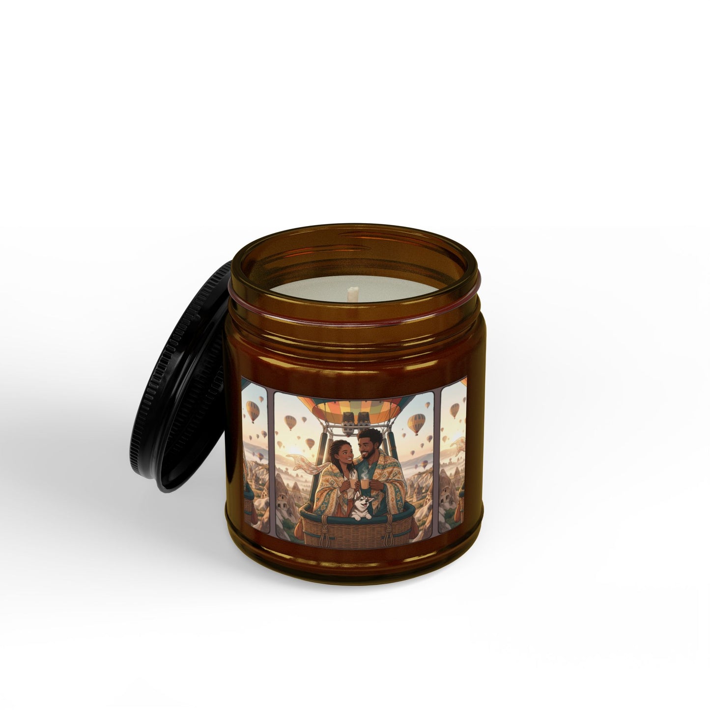 Scented Soy Candle — Hot Air Balloon Couple Design (4oz & 9oz)