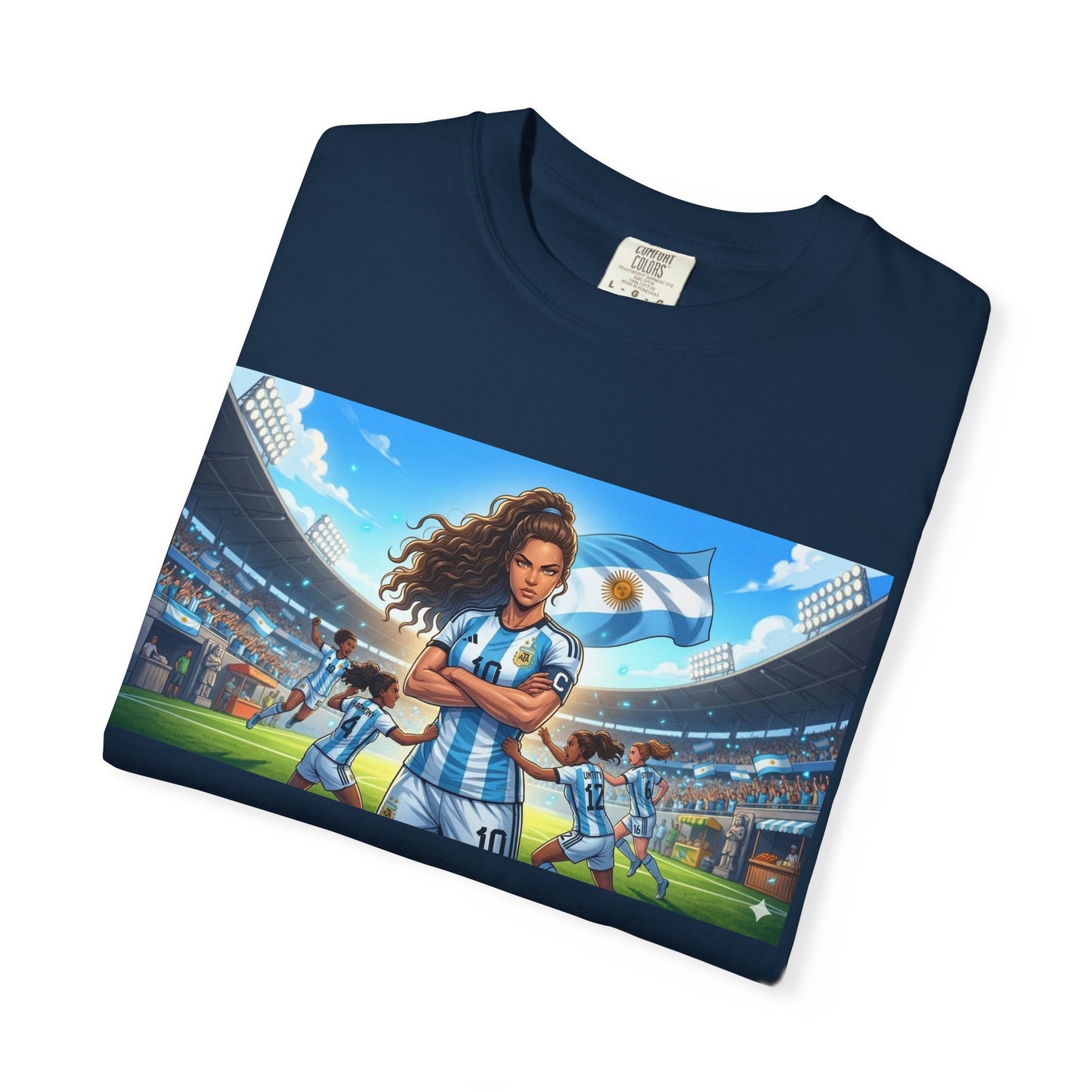 Argentina Soccer Heroine Stadium T-Shirt – Female Soccer Player Graphic Tee