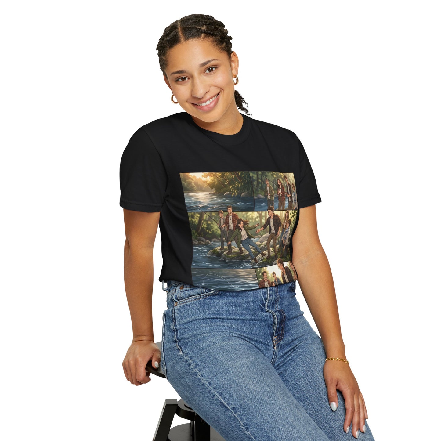 Band Photo Collage T-Shirt – Retro River Scene Crew Tee