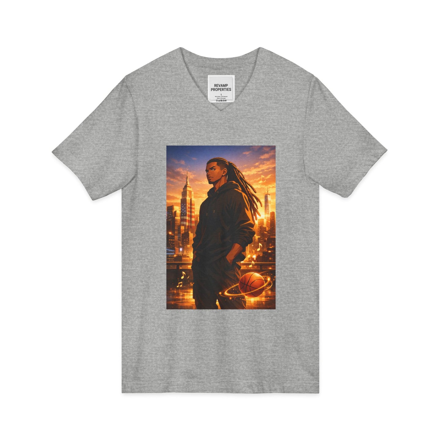 Dreadlocks Sunset Cityscape V-Neck Tee