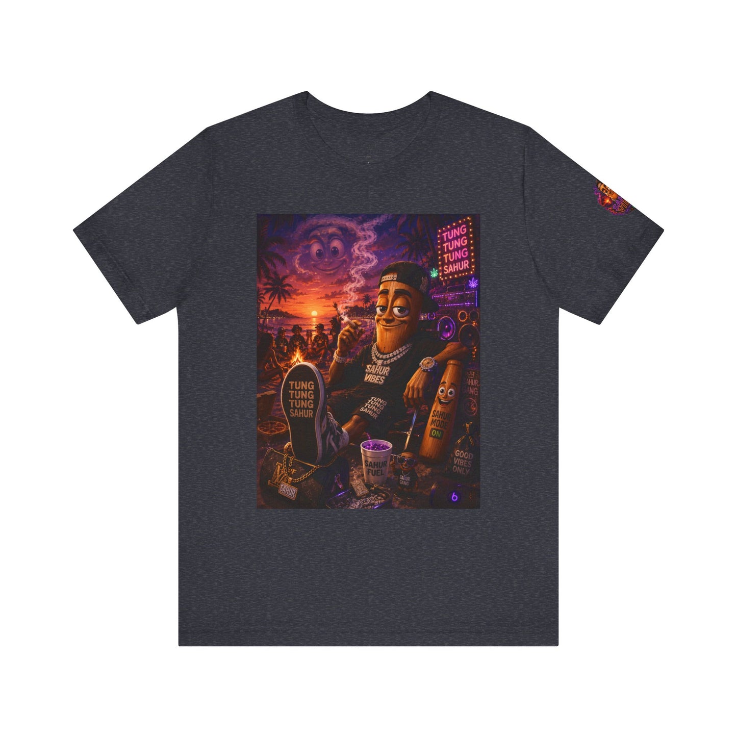 Tung Tung Tung Sahur Laid-Back Nightlife Graphic Tee — "Things Take Time" Urban Cartoon Design