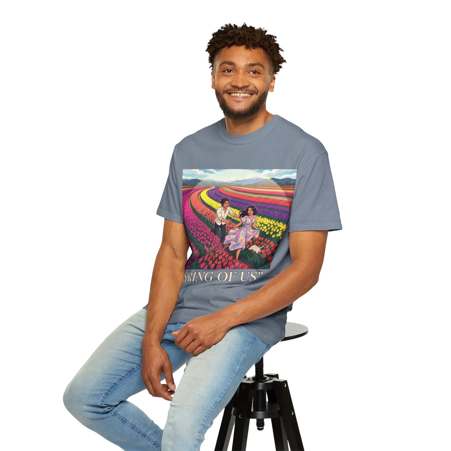 Spring of Us T-Shirt — Floral Field Vintage Couple Graphic Tee