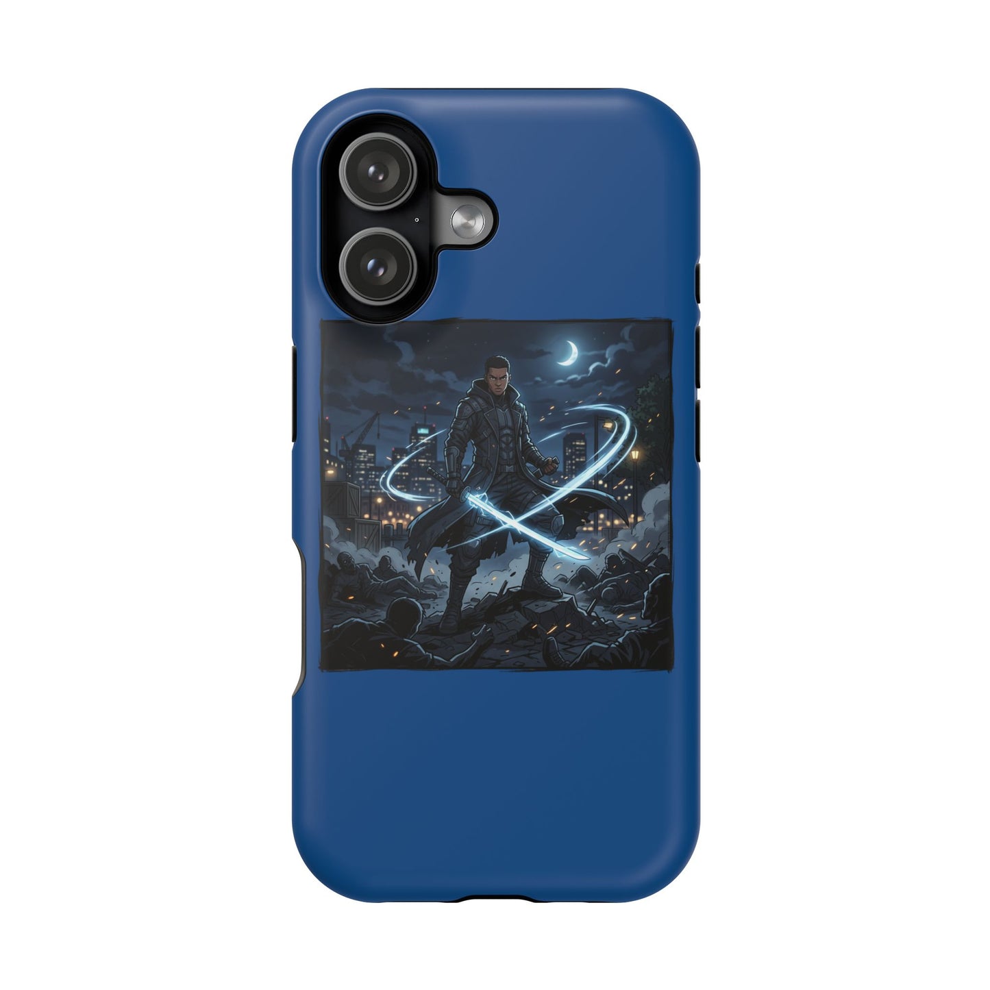 Magnetic Impact-Resistant Phone Case — Night Warrior Sci‑Fi Design