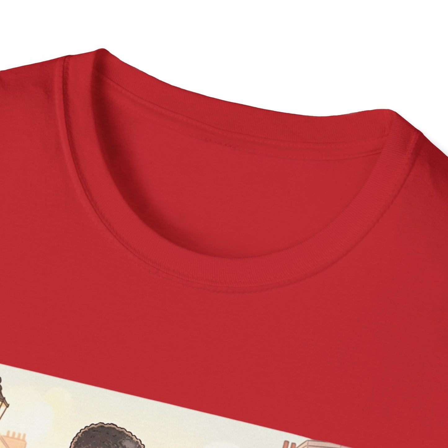 Romantic City Stroll T-Shirt — Couple Bouquet Illustration