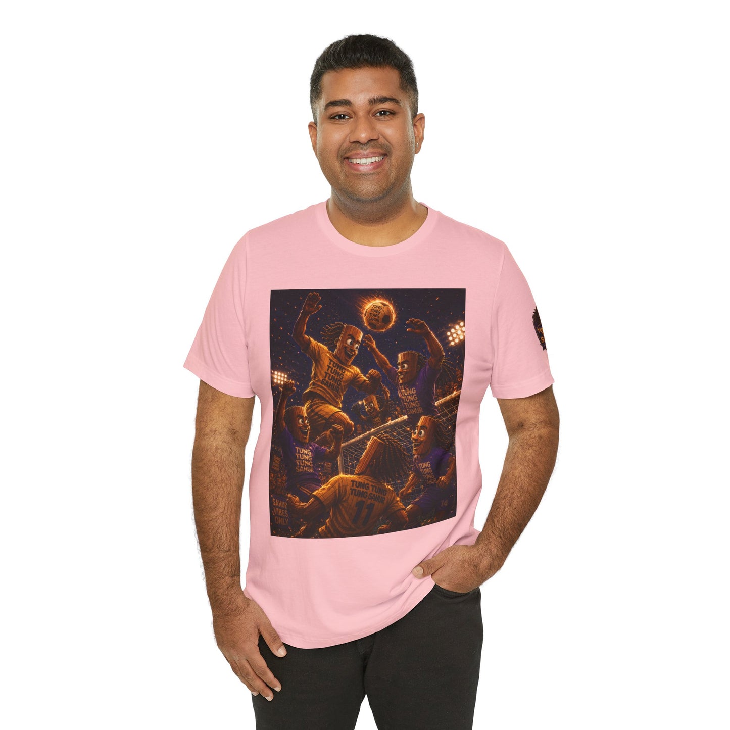 Tung Tung Tung Sahur Header Goal Soccer Action Graphic Tee — Team Court Night Design