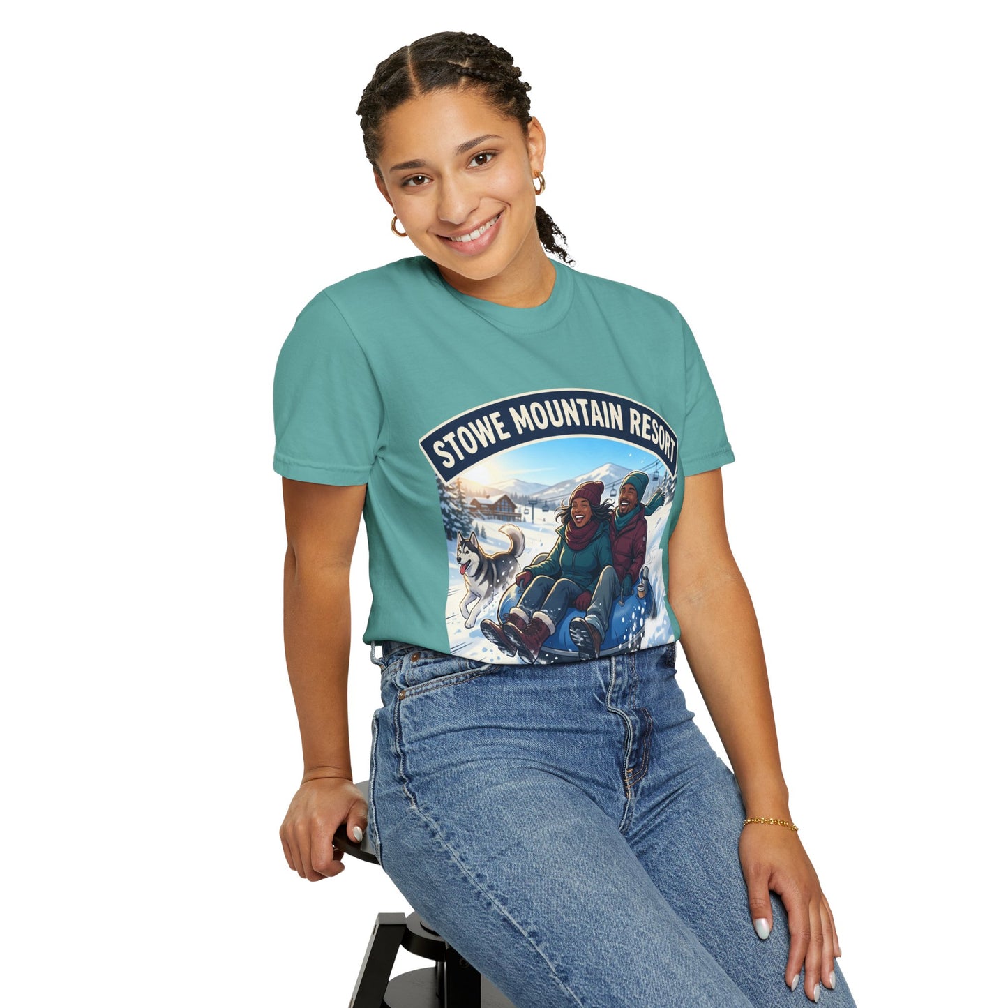 Stowe Mountain Resort Snow Tubing T-Shirt — "Vermont Joy" Winter Apparel