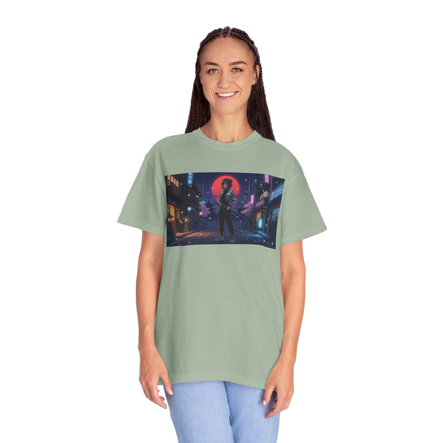 Cyberpunk Samurai T-Shirt — Neon Night Street Art Tee