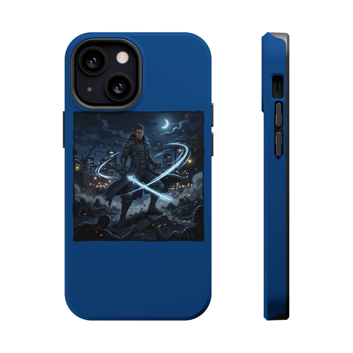Magnetic Impact-Resistant Phone Case — Night Warrior Sci‑Fi Design