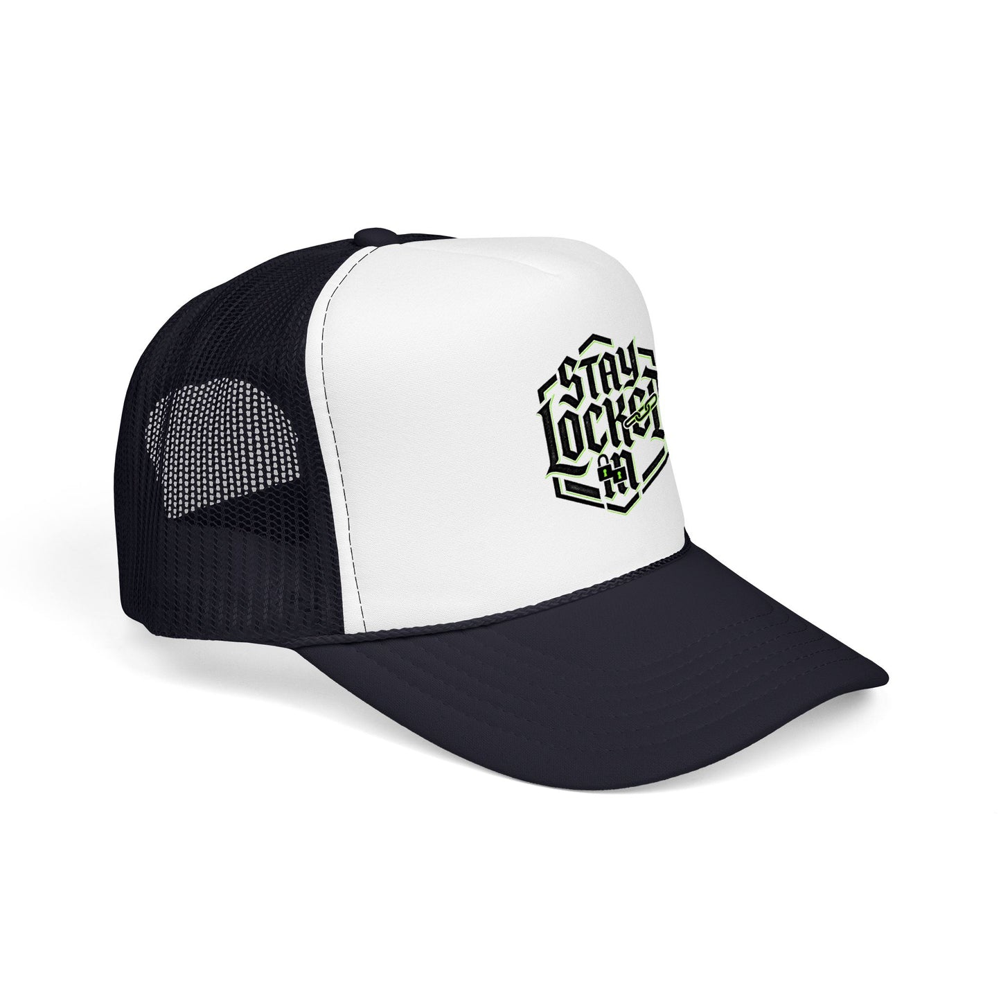 Trucker Hat – Neon 'Stay Lucked In' Embroidered Mesh Cap