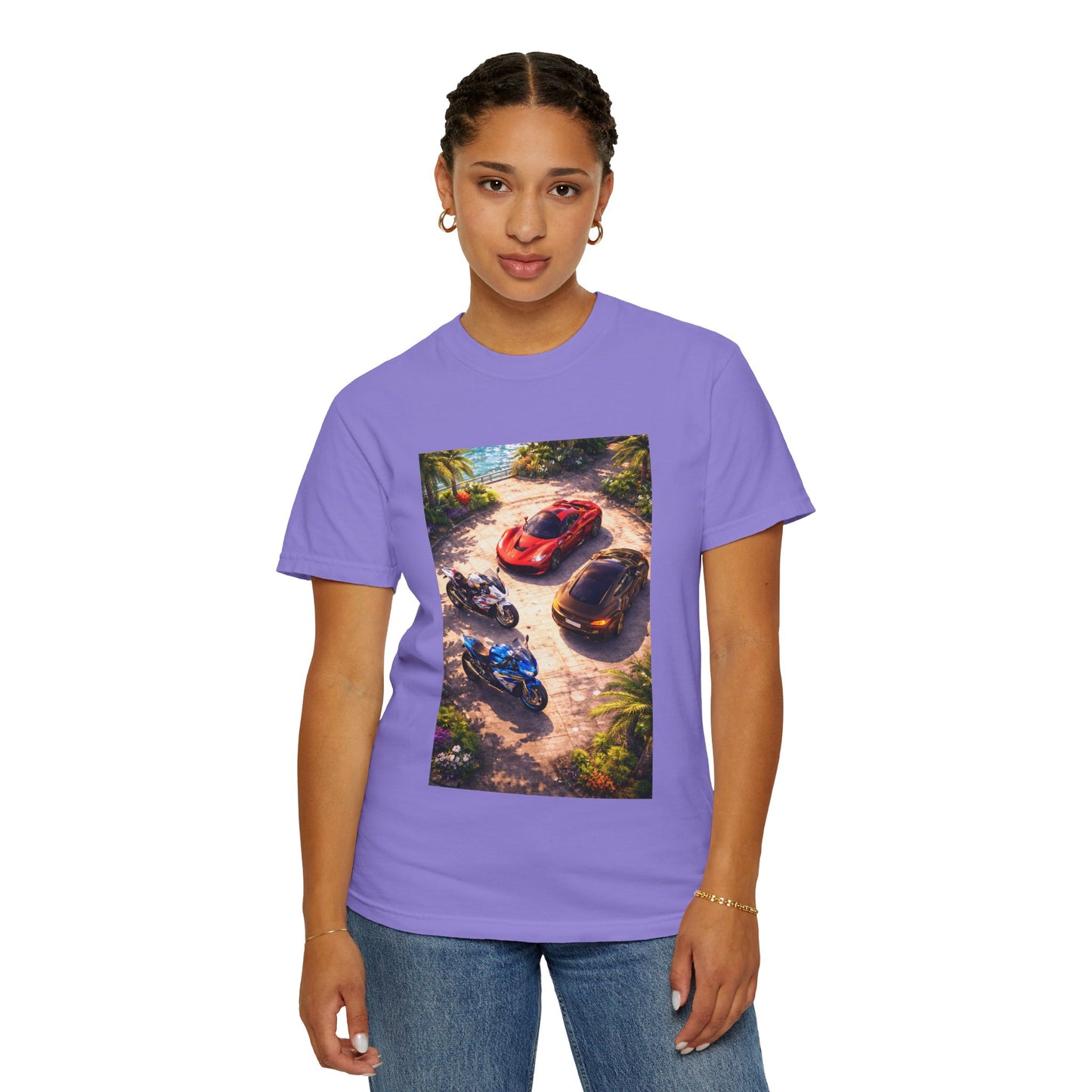 MULTI-VEHICLE - T-Shirt — Tropical Sports Cars & Motorbikes Print