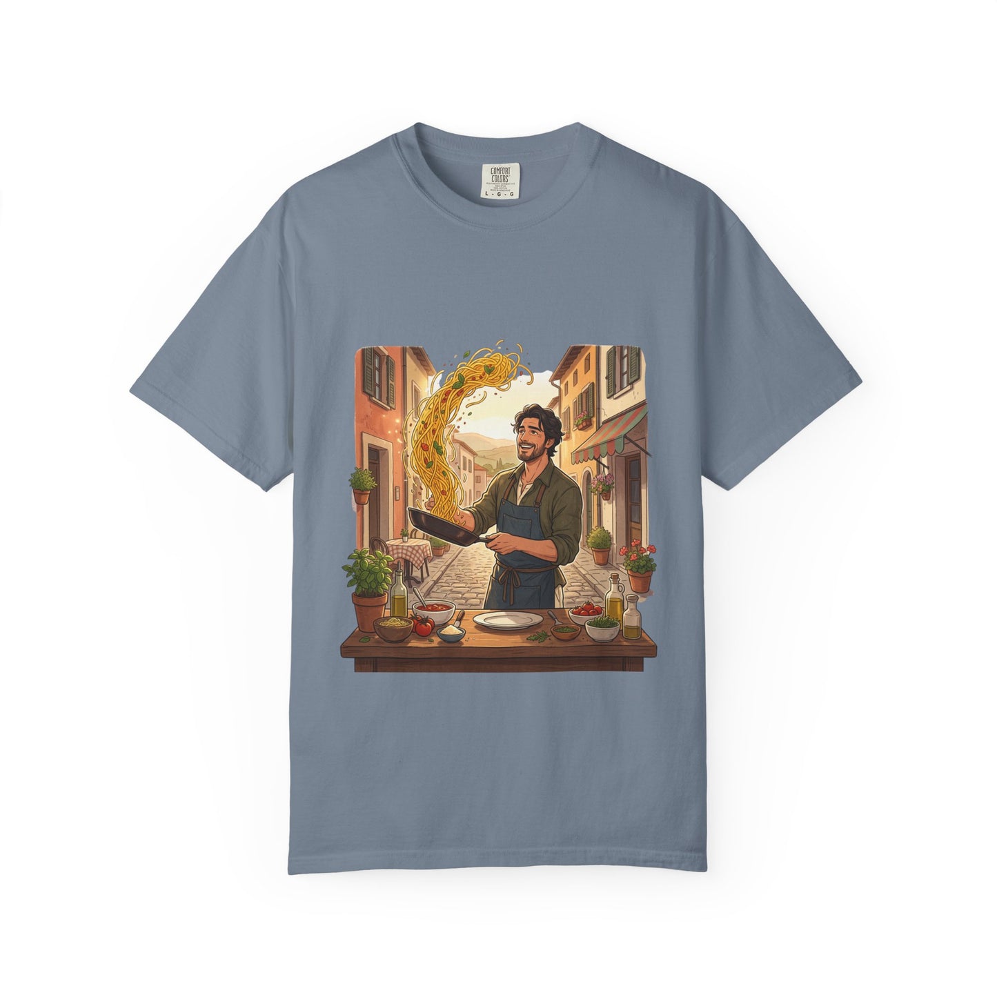 Italian Chef Pasta Toss T-Shirt — Vintage Street Kitchen Cooking Graphic Tee