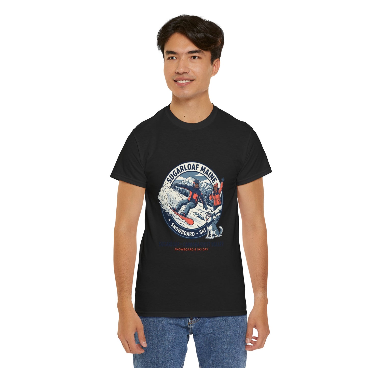 Sugarloaf Maine Snowboard & Ski T‑Shirt — Sugarloaf‑Carrabassett Valley Retro Graphic Tee