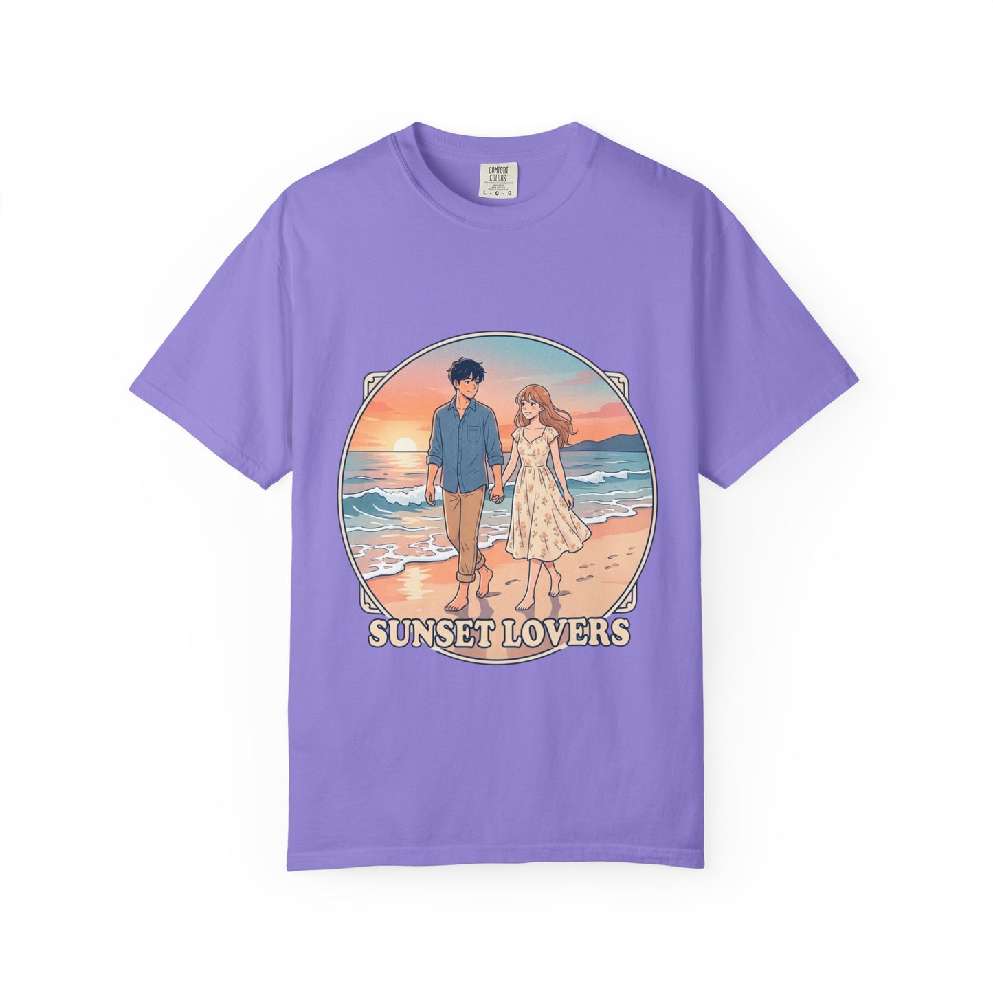 Sunset Lovers Beach T-Shirt — Romantic Couple Graphic Tee