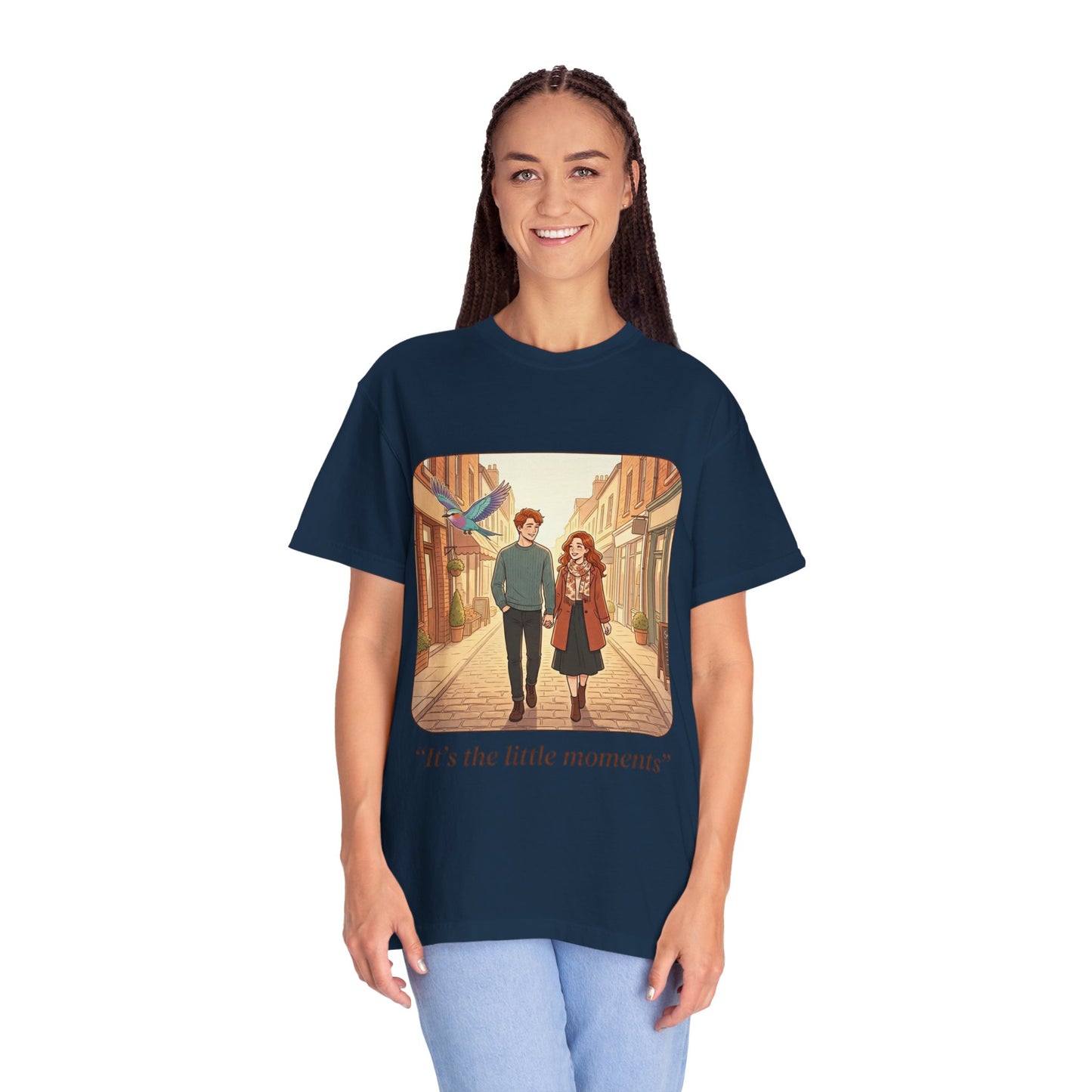 Romantic Stroll T-Shirt — “It’s the little moments” Couple Illustration Tee