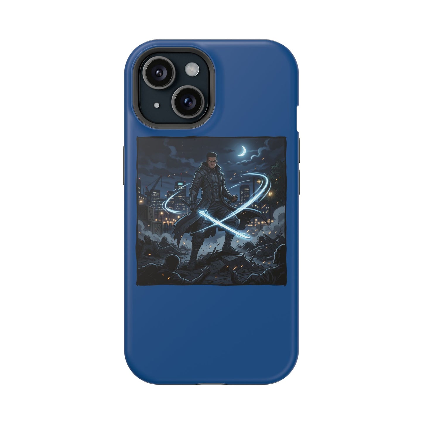 Magnetic Impact-Resistant Phone Case — Night Warrior Sci‑Fi Design