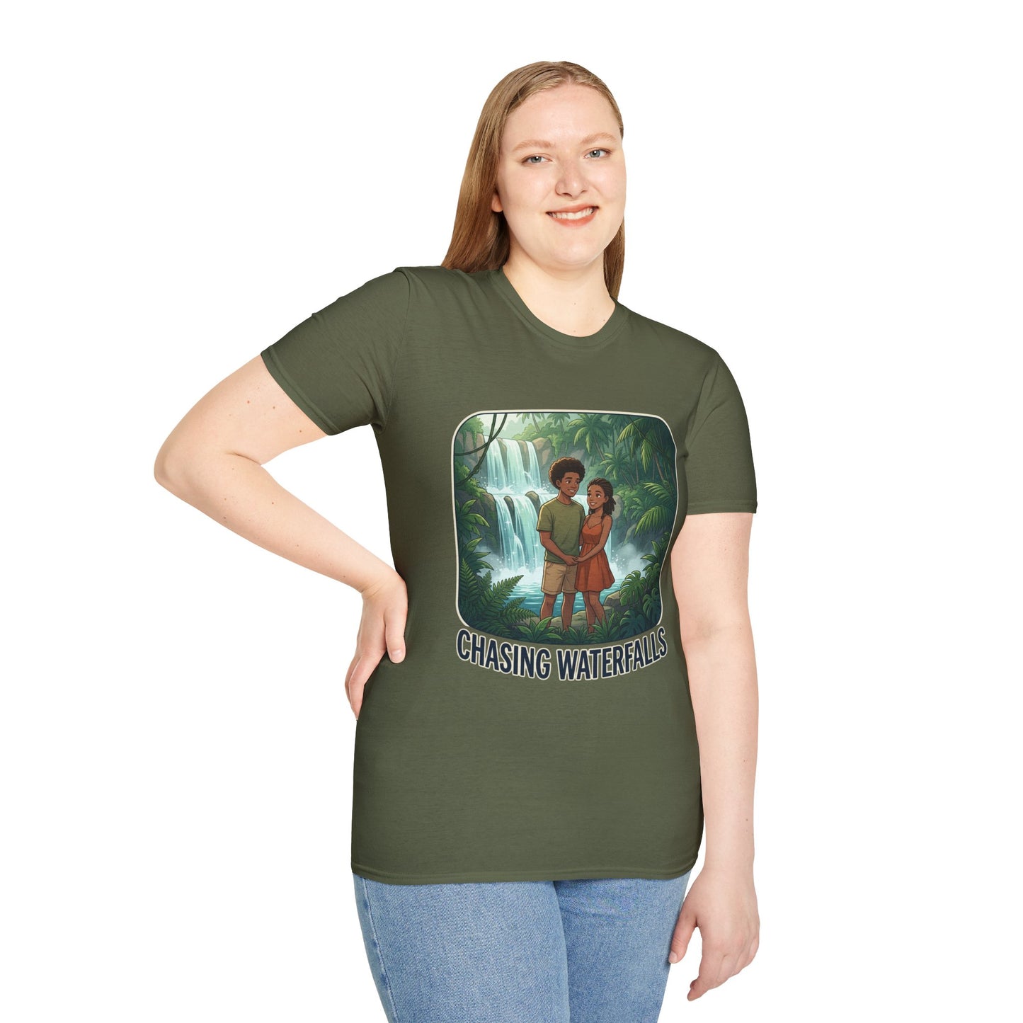 Chasing Waterfalls T-Shirt — Couple Adventure Graphic Tee