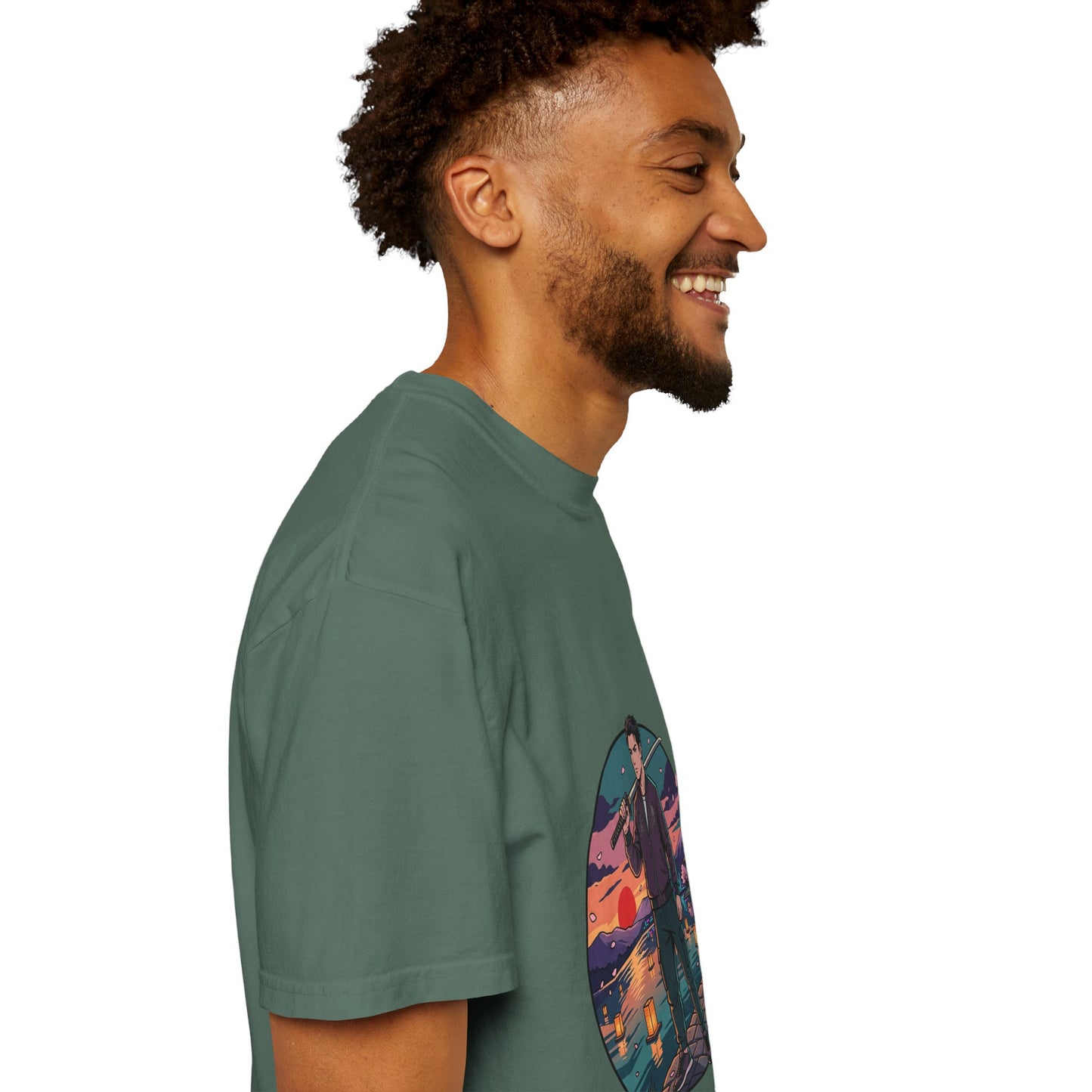 Vintage Night Harbor T-Shirt — Retro Sunset Fisherman Graphic Tee