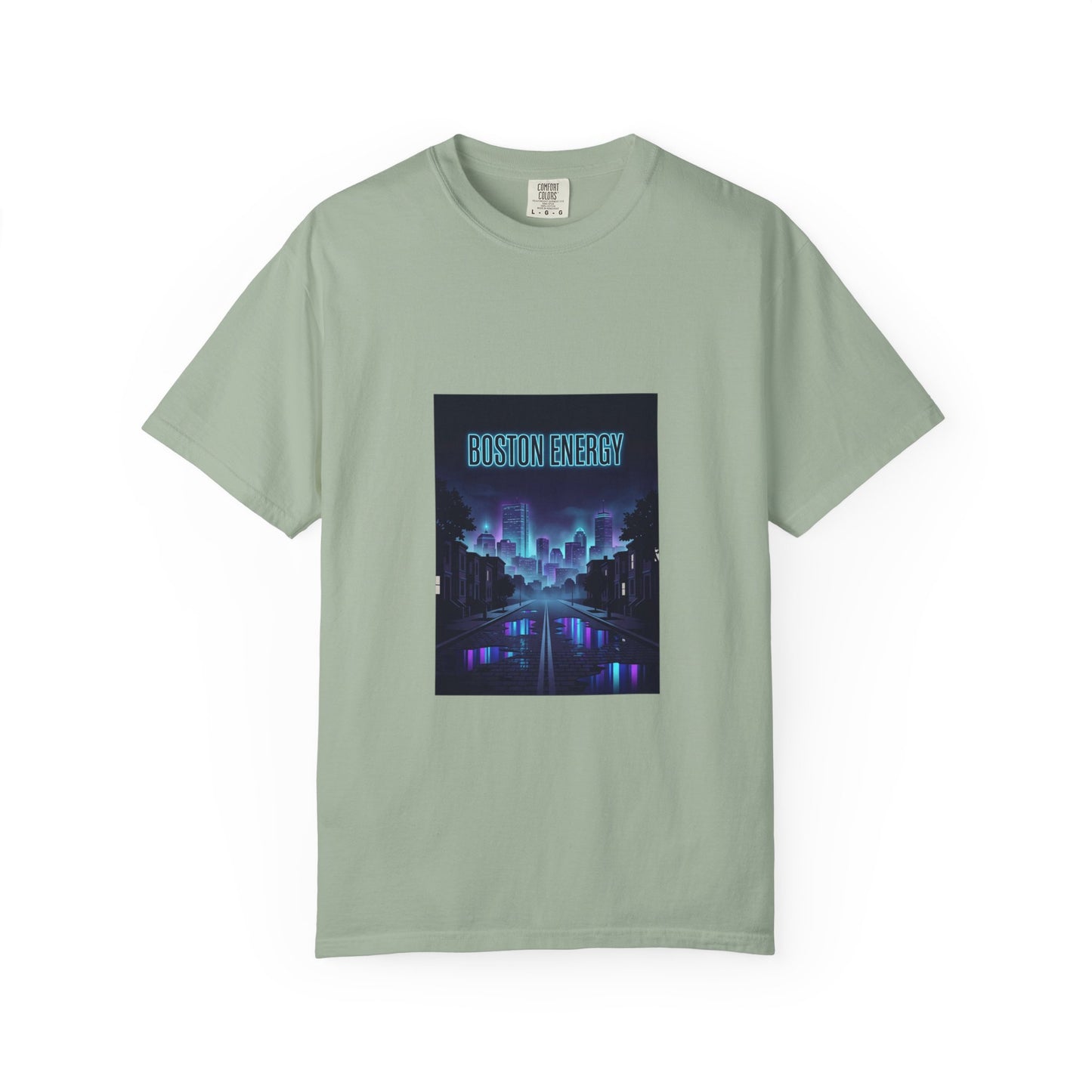 T-Shirt — "Boston Energy" Neon Cityscape Graphic Tee