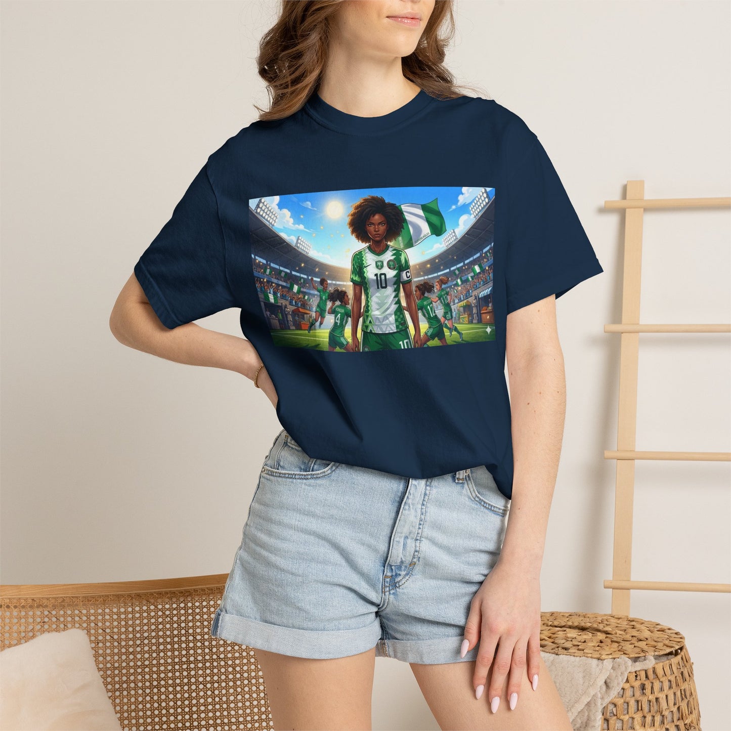 Commander- Female- Nigerian Soccer Player Stadium  - T-shirt - Graphic Tee