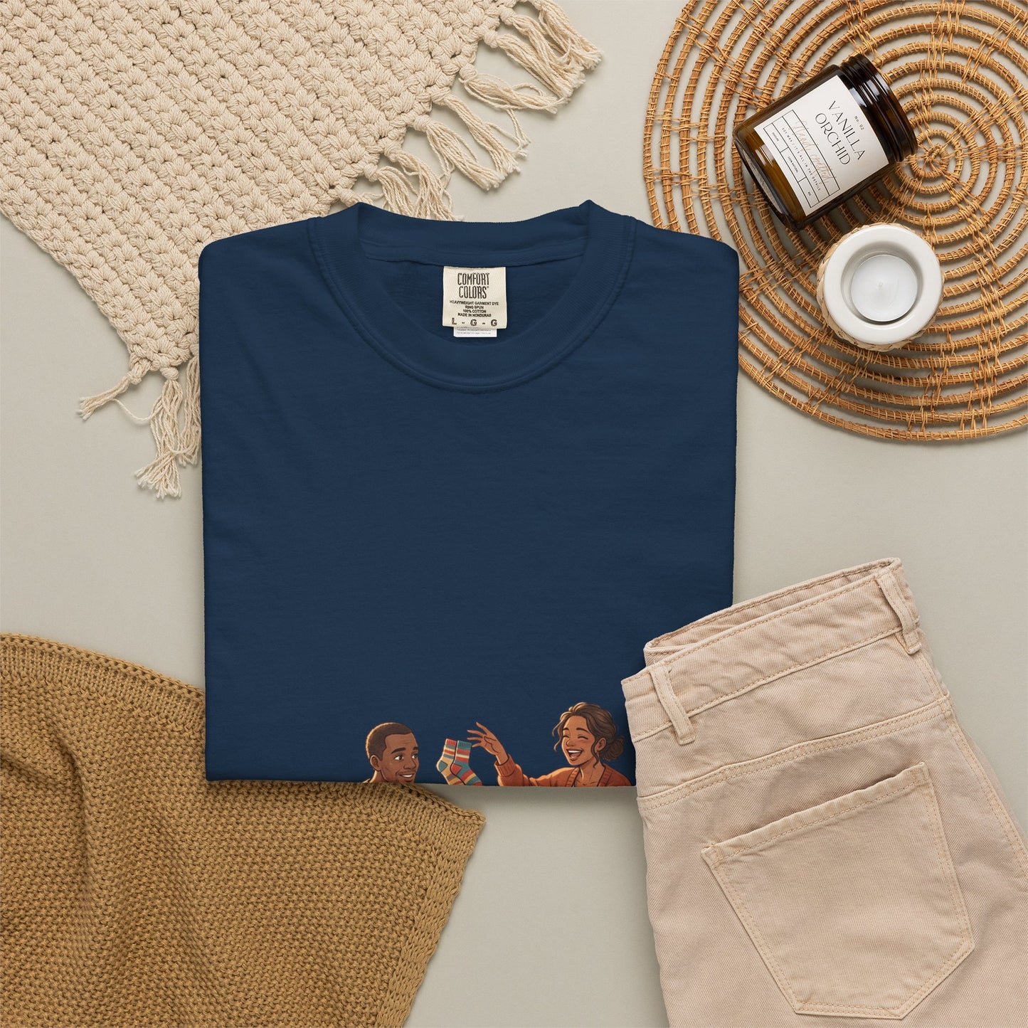 Picnic Cheers T-Shirt — Vintage Couple & Dog Illustration Tee