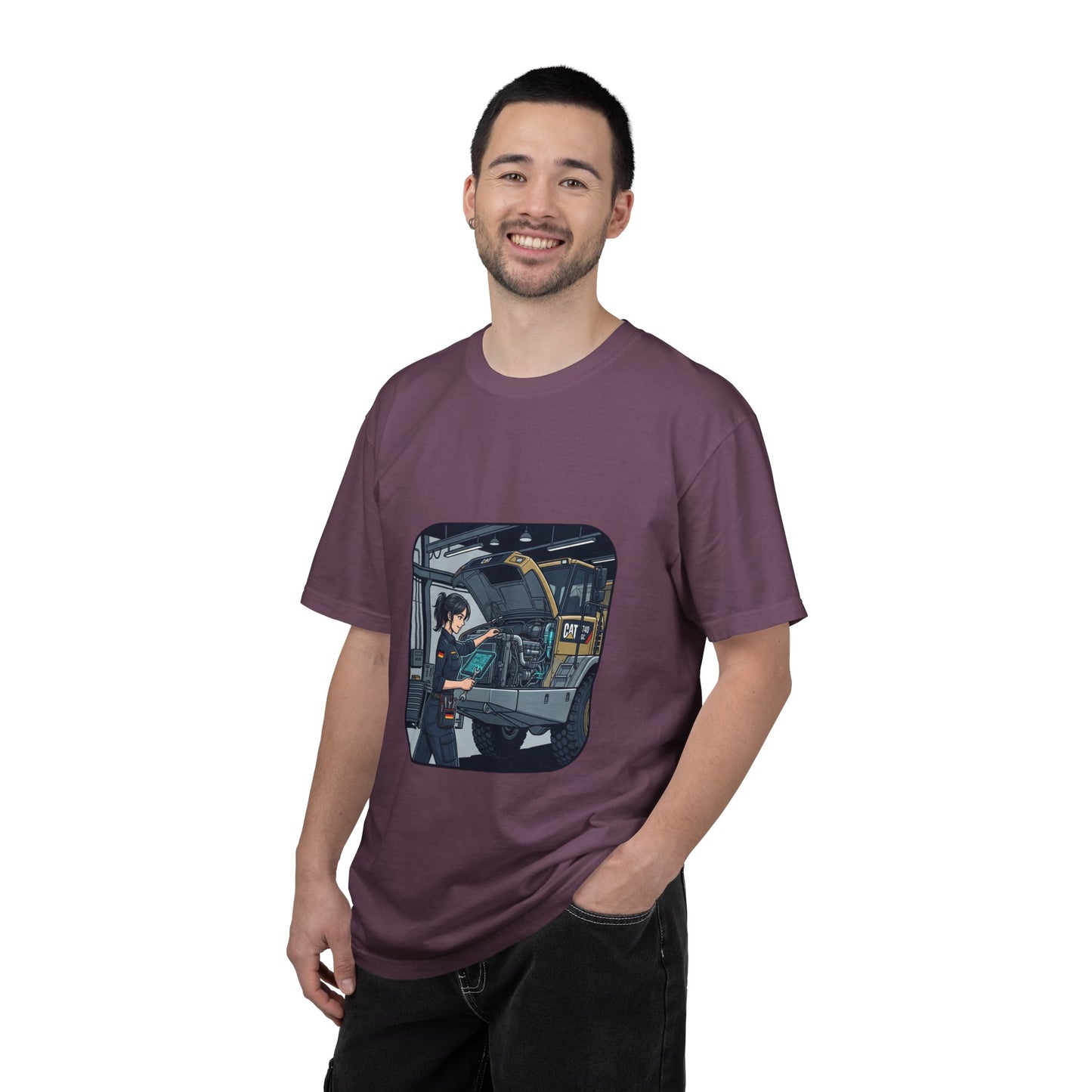 Mechanic Garage Scene T-Shirt — Vintage Truck Repair Illustration