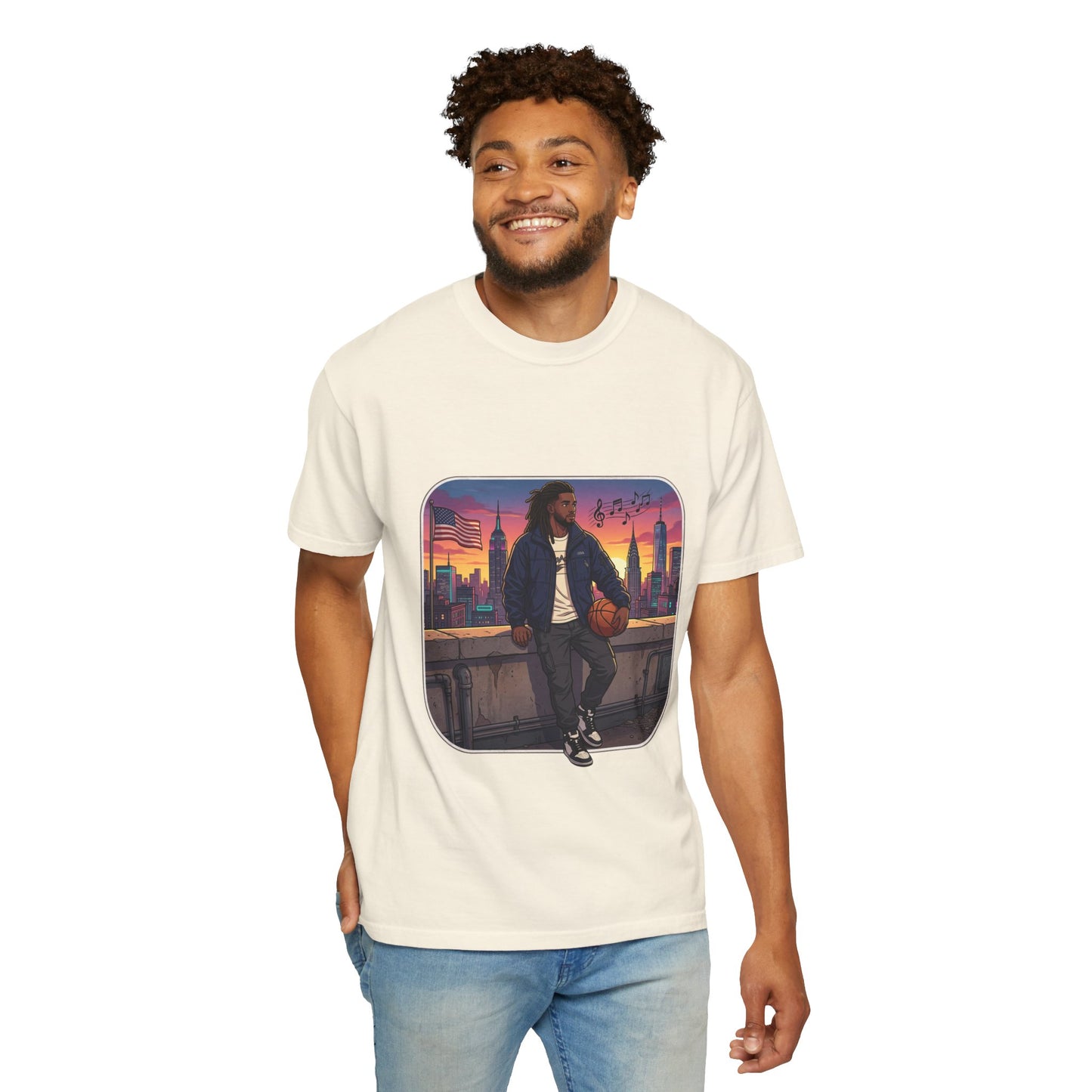 City Sunset Basketball Player T-Shirt — Urban Hoop Lifestyle Tee