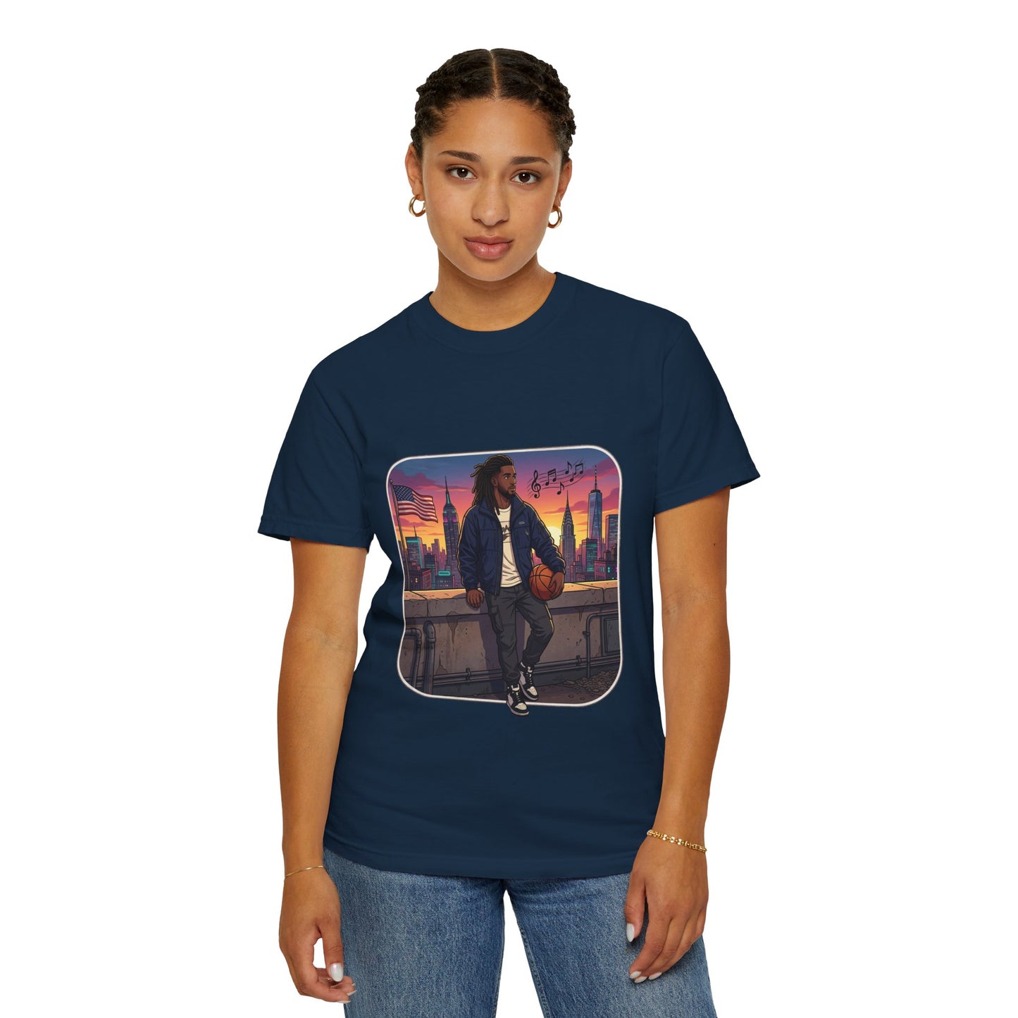 City Sunset Basketball Player T-Shirt — Urban Hoop Lifestyle Tee