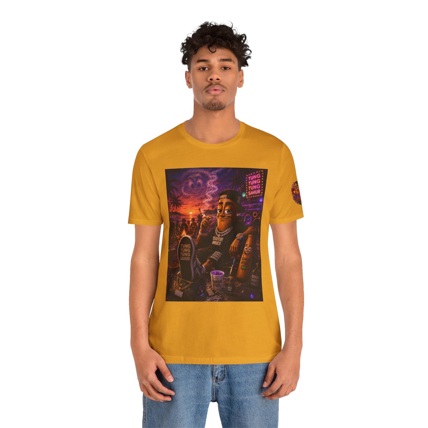 Tung Tung Tung Sahur Laid-Back Nightlife Graphic Tee — "Things Take Time" Urban Cartoon Design