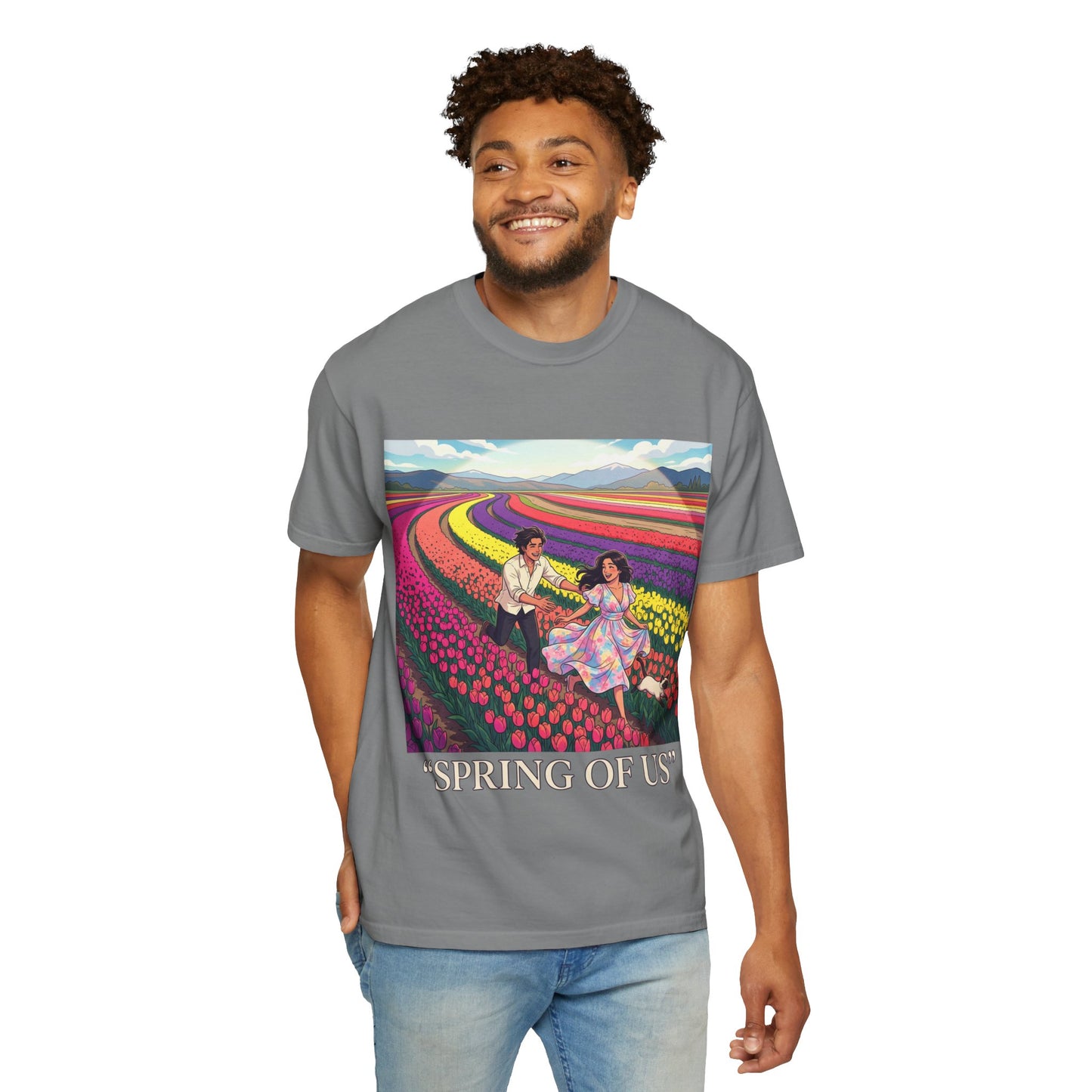 Spring of Us T-Shirt — Floral Field Vintage Couple Graphic Tee