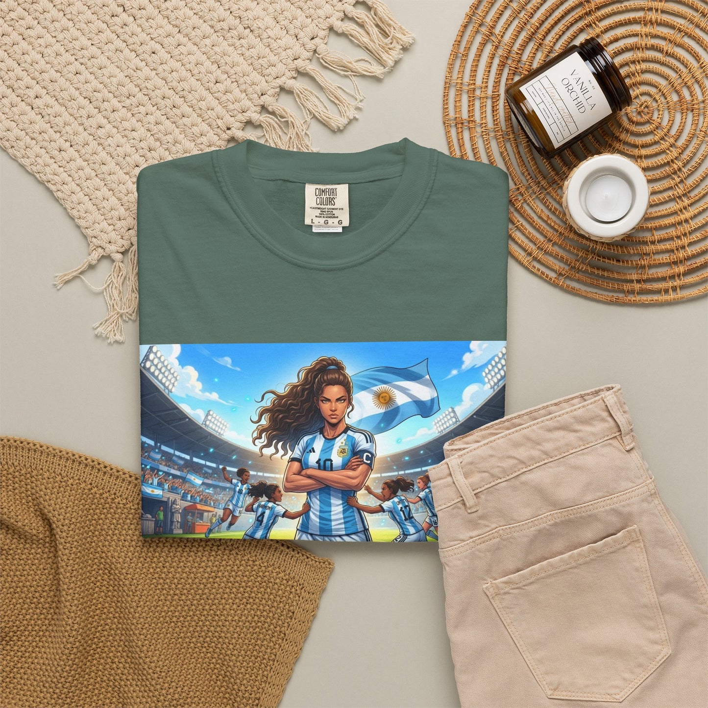 Argentina Soccer Heroine Stadium T-Shirt – Female Soccer Player Graphic Tee
