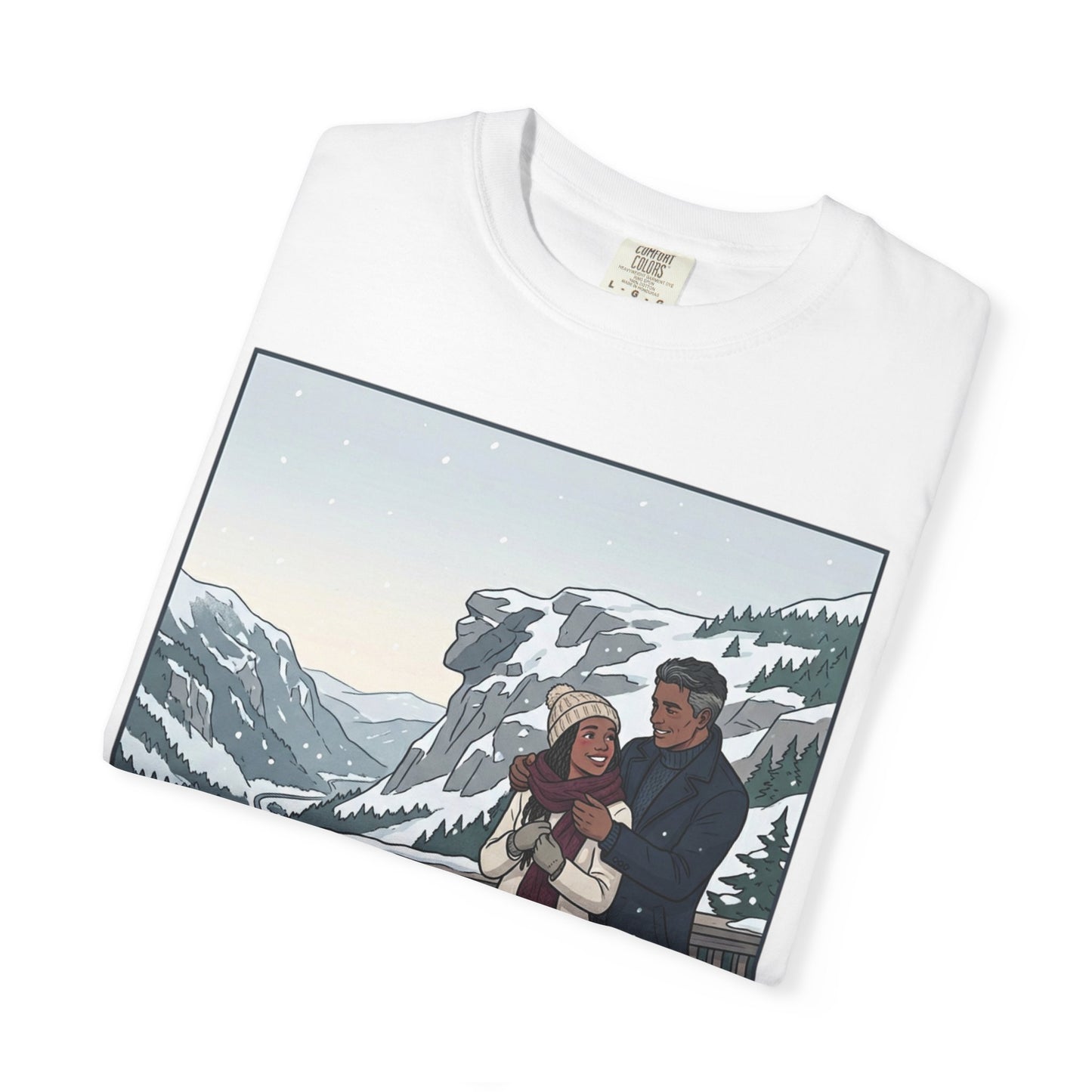Franconia Notch NH Winter View T-Shirt — Scenic Couple & Husky Travel Tee