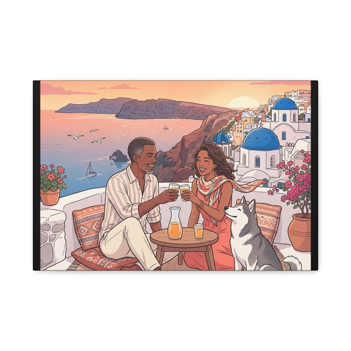 Santorini, Greece – “Sunset Serenade - Matte Canvas, Stretched, 1.25"