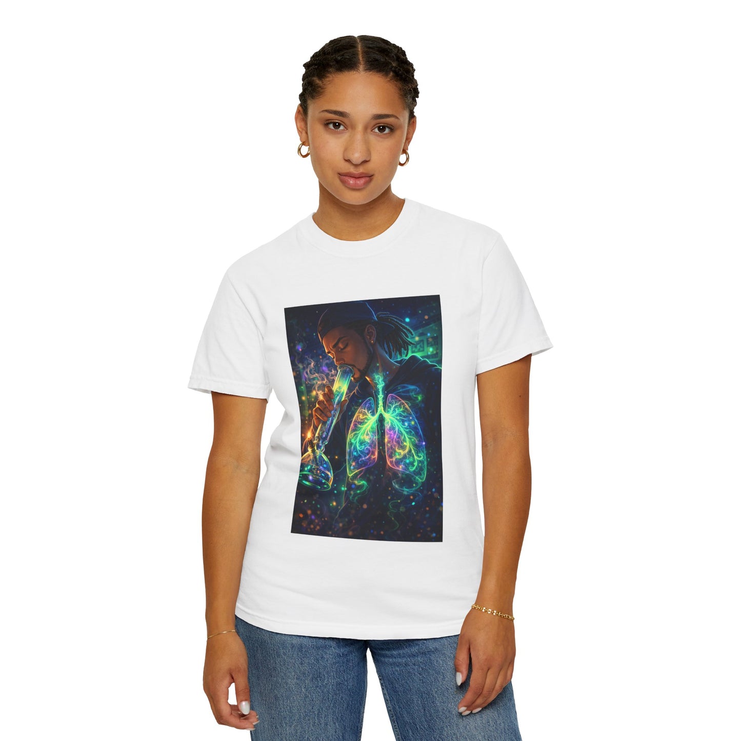 Cosmic Lungs T-Shirt — Neon Anatomical Art Tee