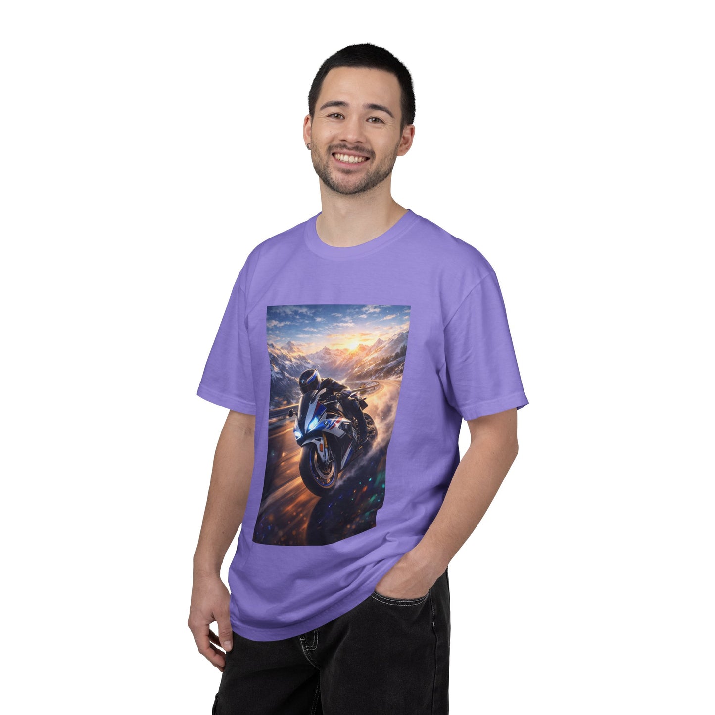 BMW S1000RR ALPINE GHOST RIDE - T‑Shirt — Sportbike Skyline Graphic Tee