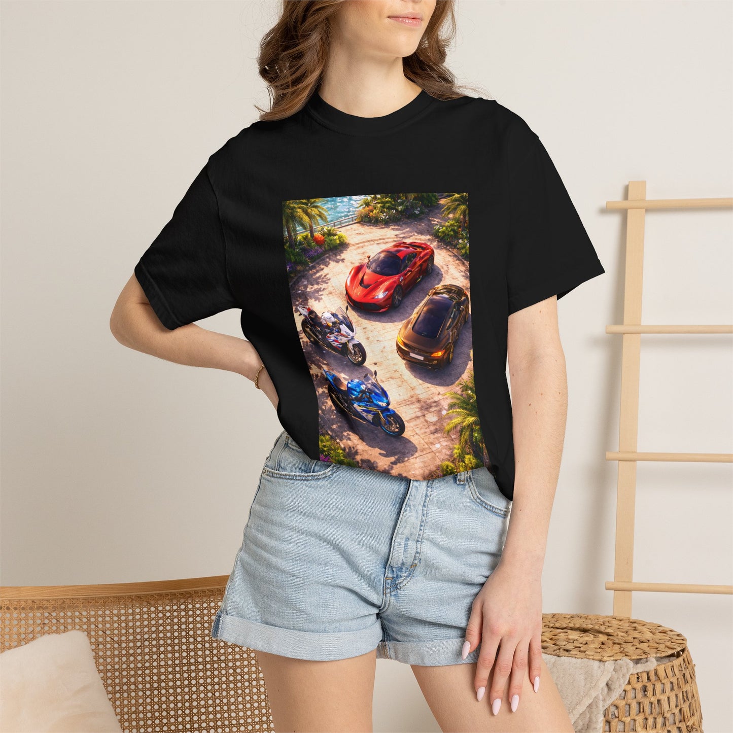MULTI-VEHICLE - T-Shirt — Tropical Sports Cars & Motorbikes Print