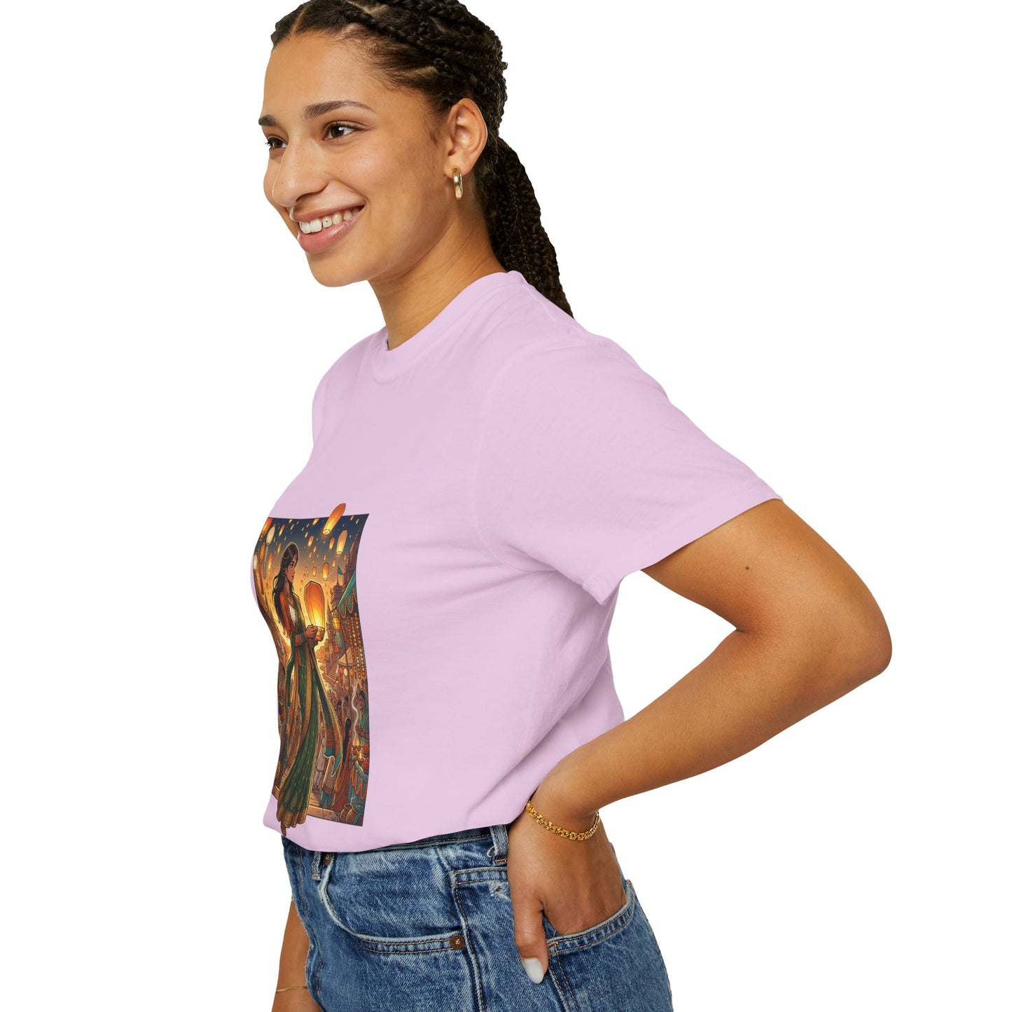 Diwali Lantern Festival T-Shirt — Indian Dancer with Floating Sky Lanterns