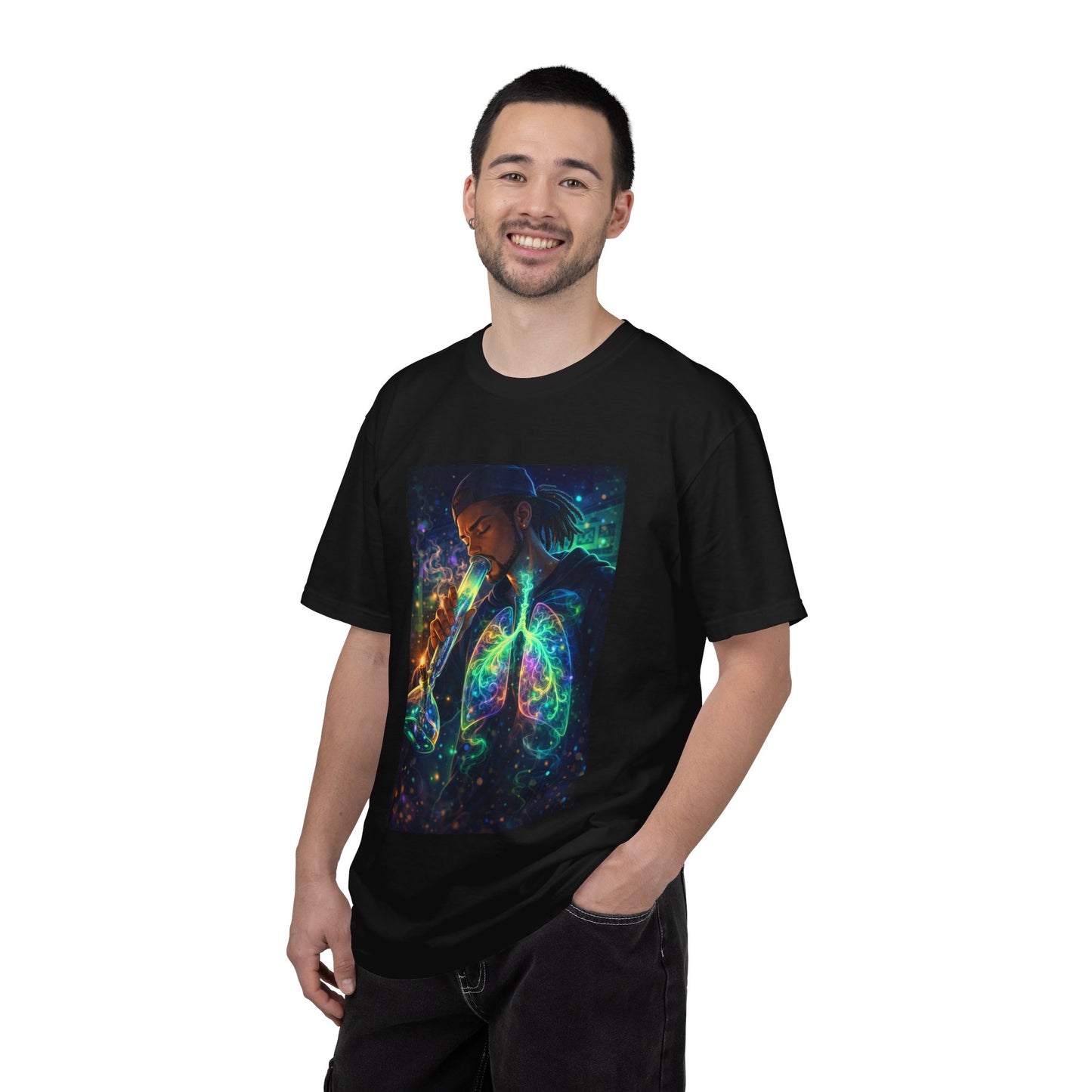 Cosmic Lungs T-Shirt — Neon Anatomical Art Tee