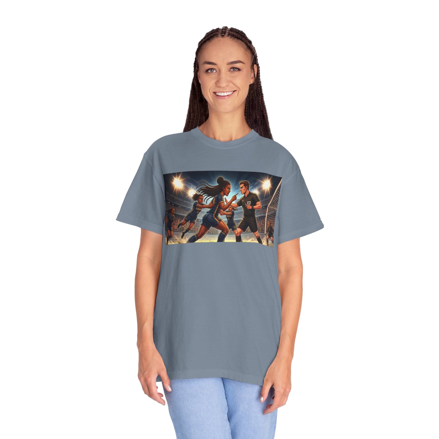 Soccer Night Match T-Shirt — Dynamic Players Under Stadium Lights