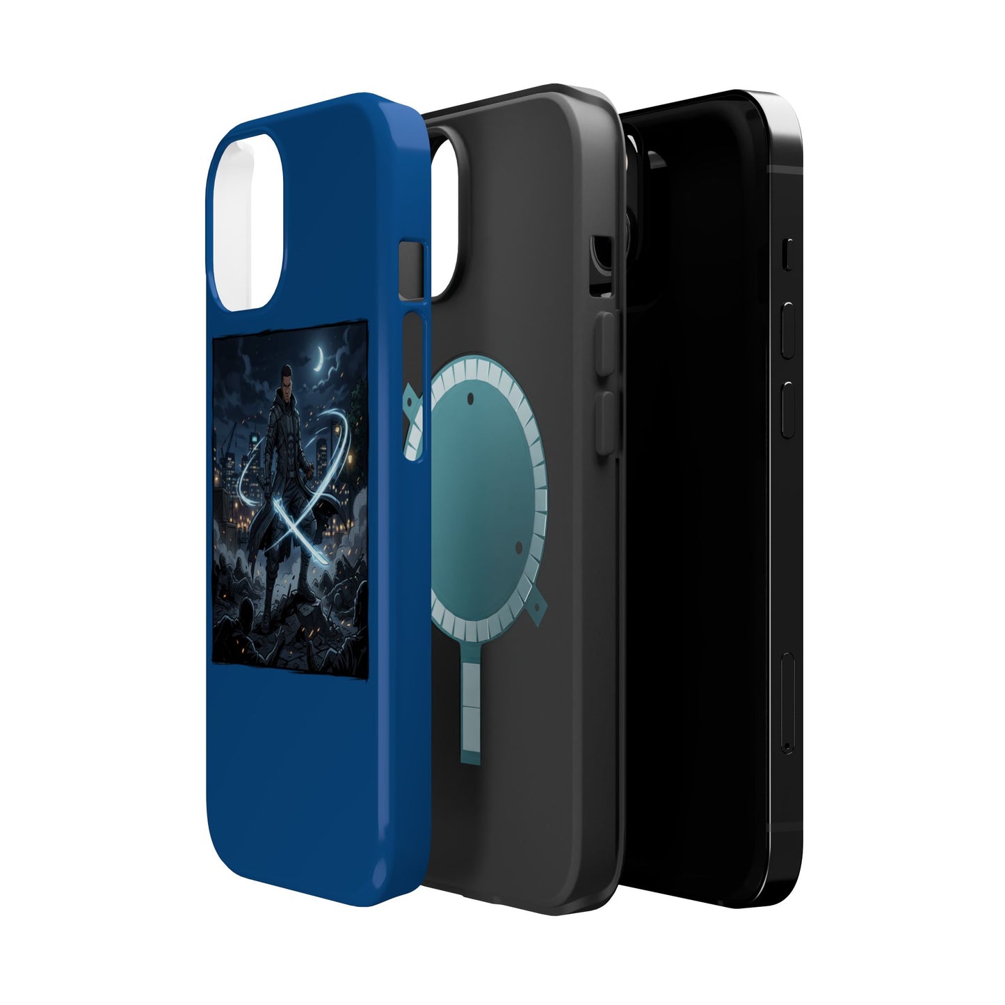 Magnetic Impact-Resistant Phone Case — Night Warrior Sci‑Fi Design