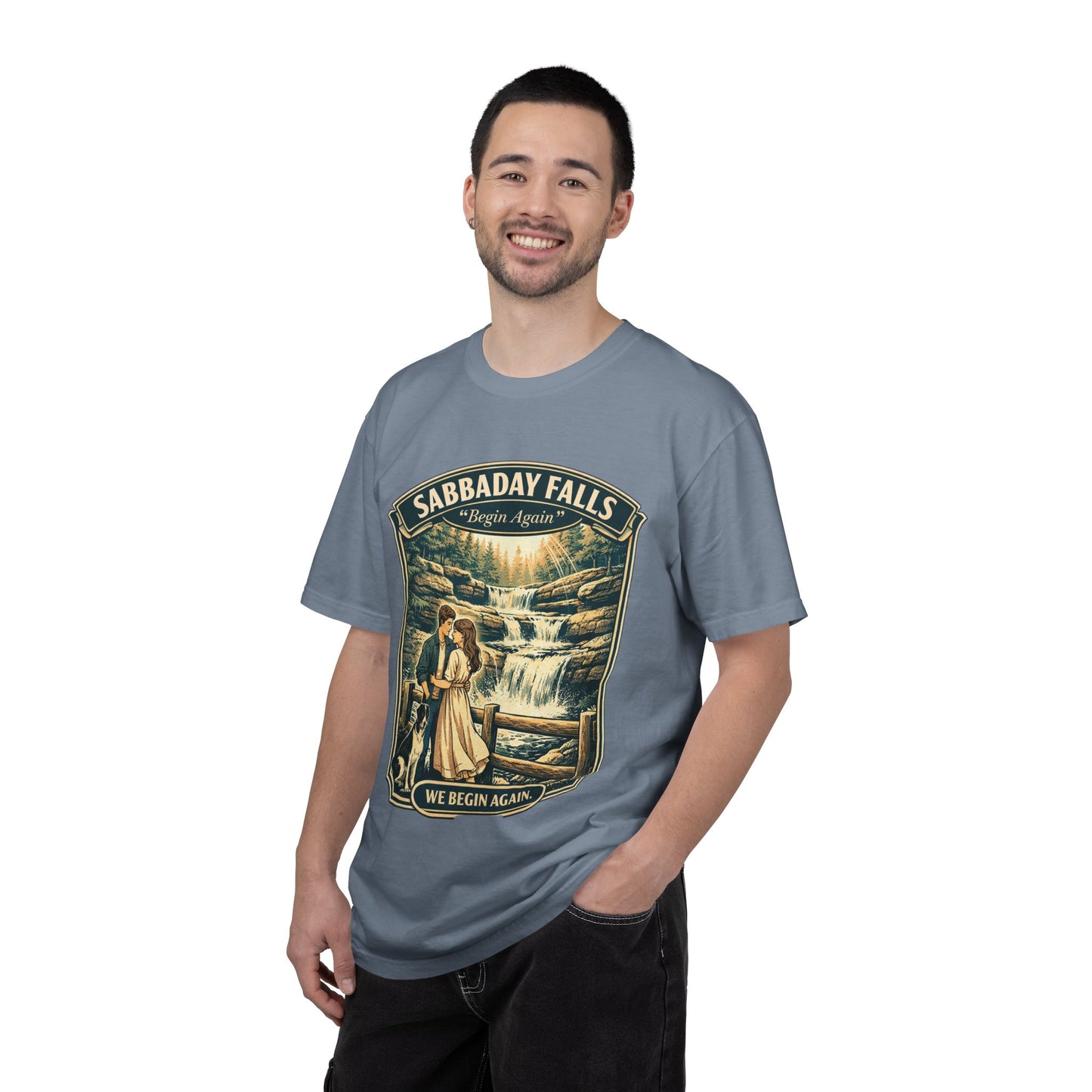 Sabbaday Falls 'We Begin Again' Vintage Nature T-Shirt