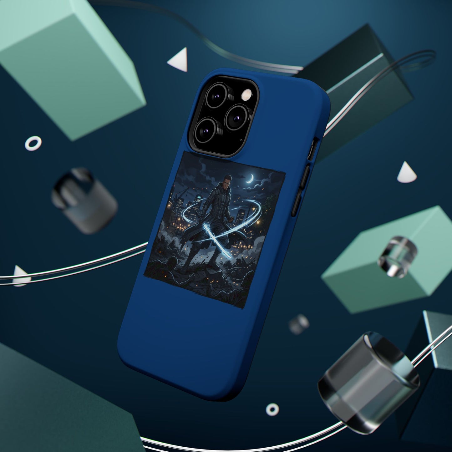 Magnetic Impact-Resistant Phone Case — Night Warrior Sci‑Fi Design