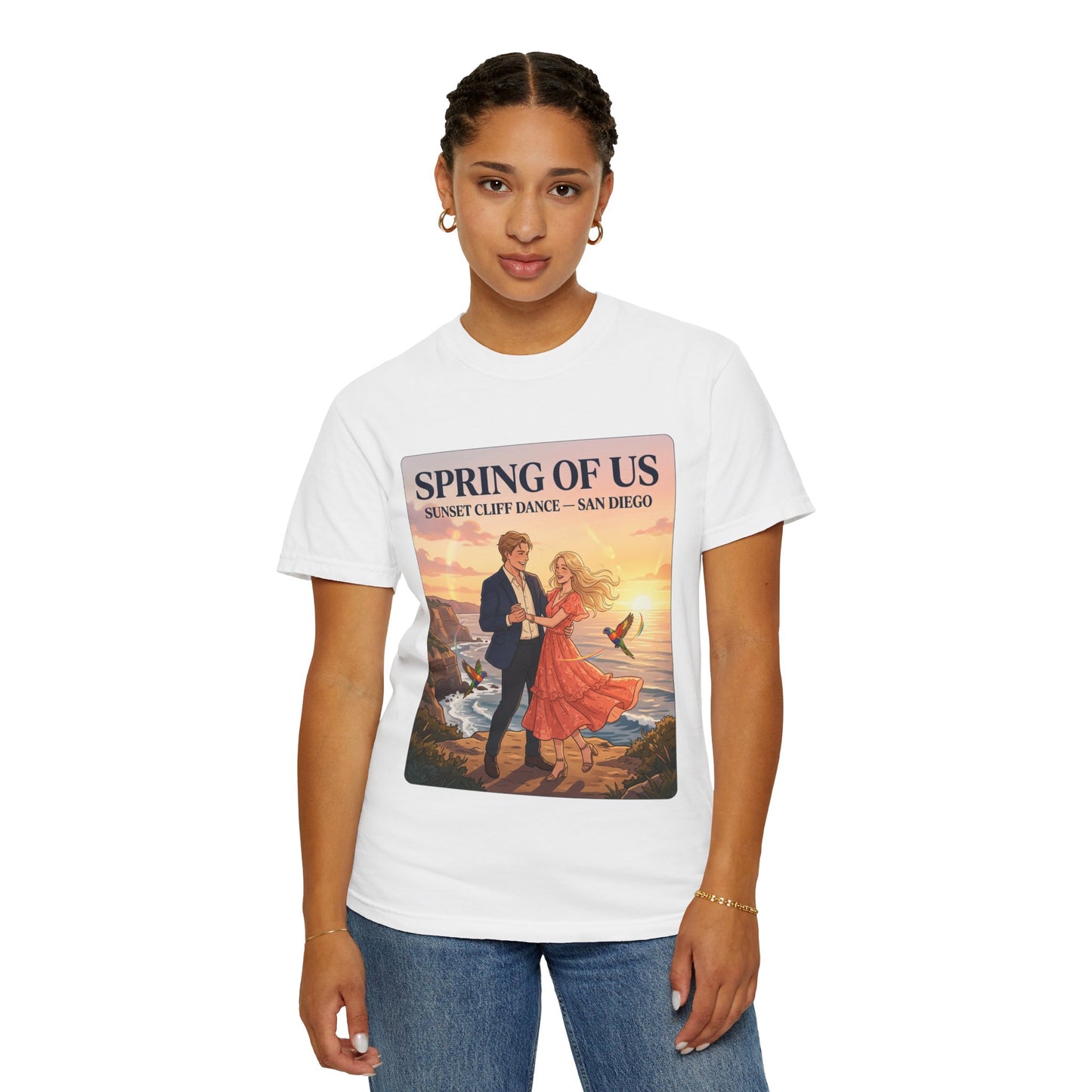 Spring of Us T‑Shirt — Sunset Cliff Dance San Diego Vintage Romance Tee