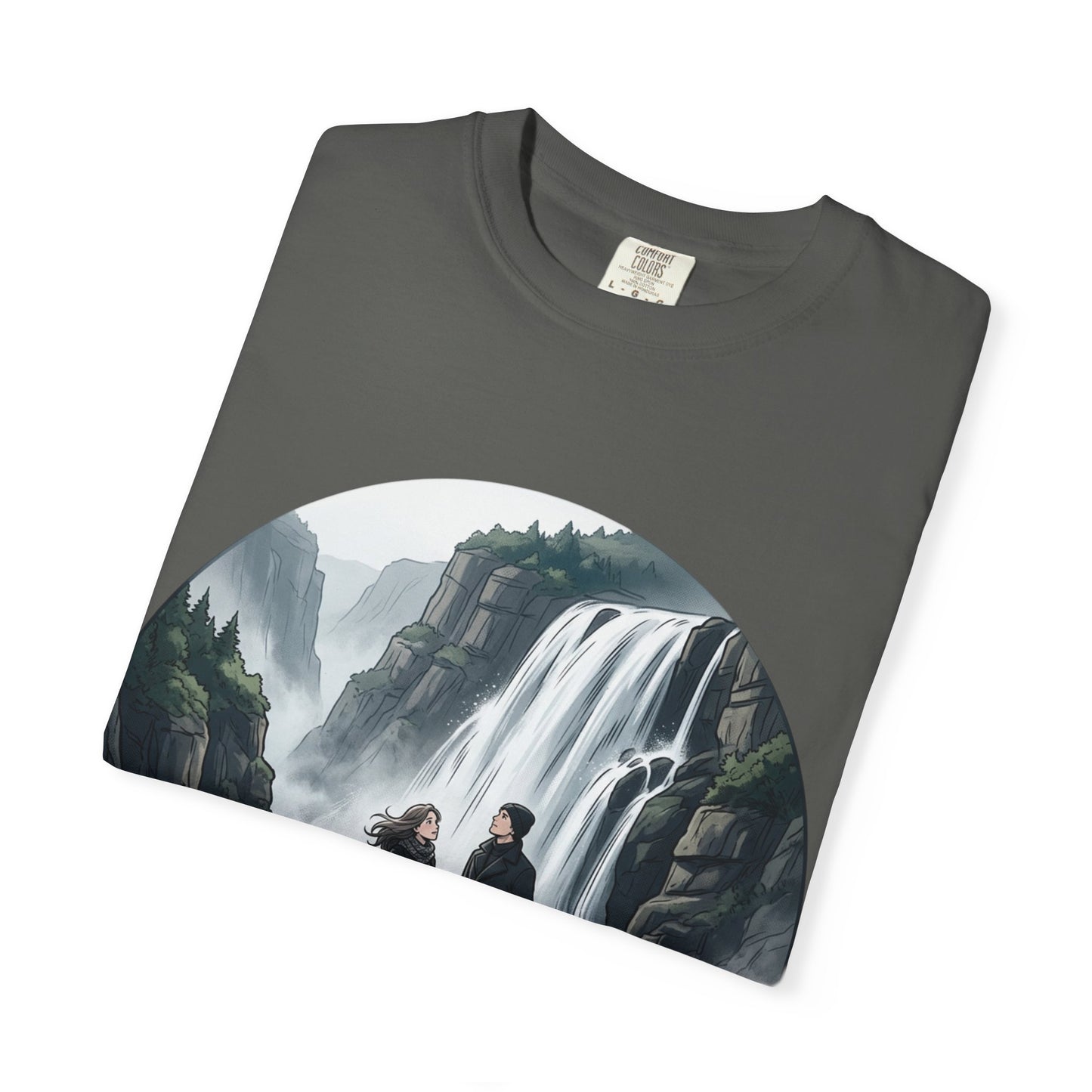 Explore More T-Shirt — Adventure Graphic Tee with Waterfall Scene