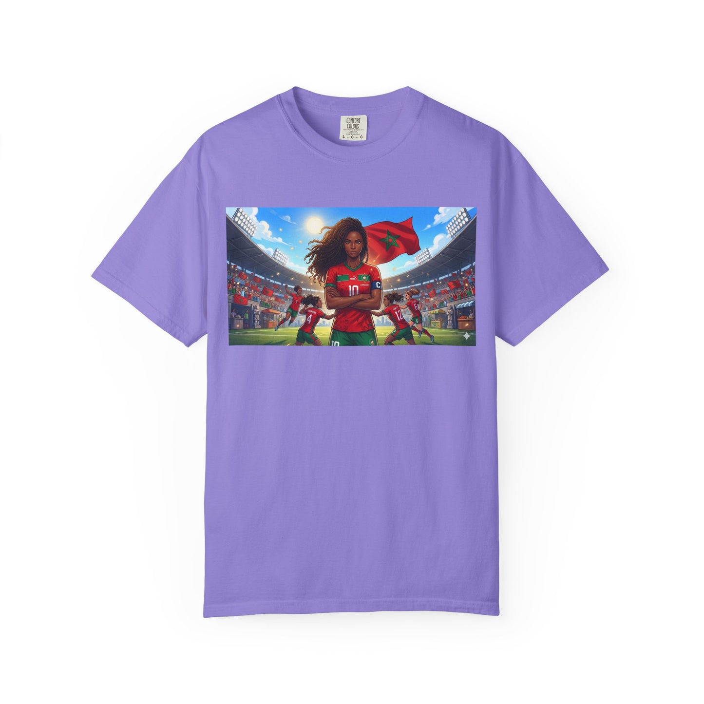 Morocco Soccer Champion Graphic T-Shirt — Inspiring Women’s Football Stadium Design