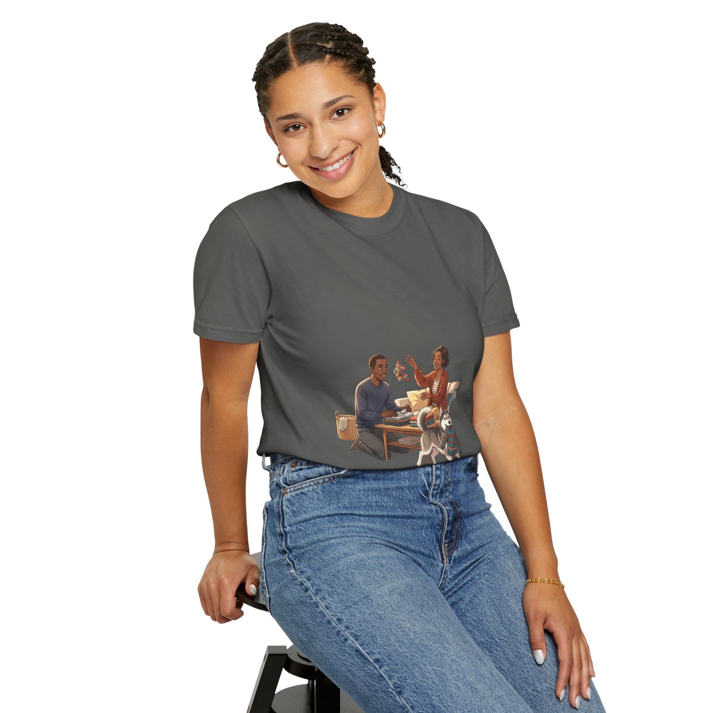 Picnic Cheers T-Shirt — Vintage Couple & Dog Illustration Tee