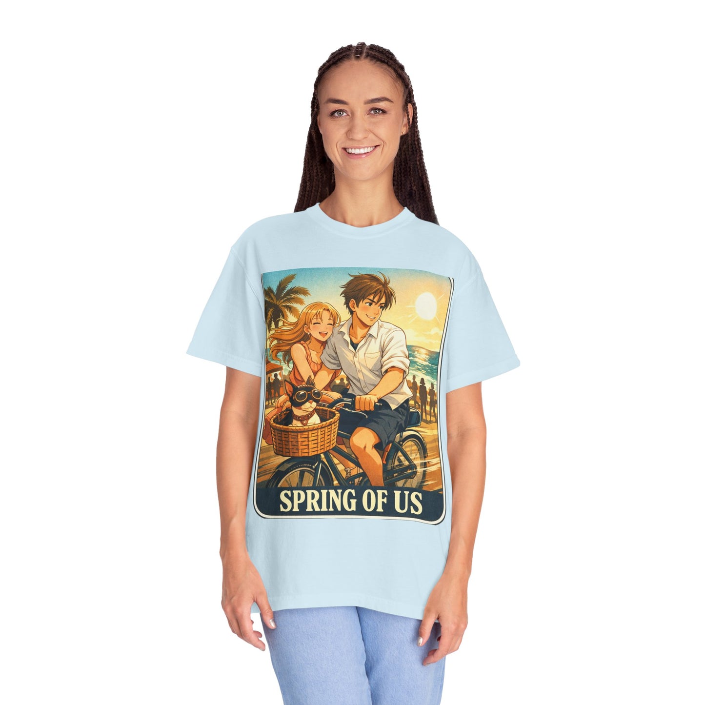 Spring of Us T-Shirt — Vintage Beach Couple Bicycle Design