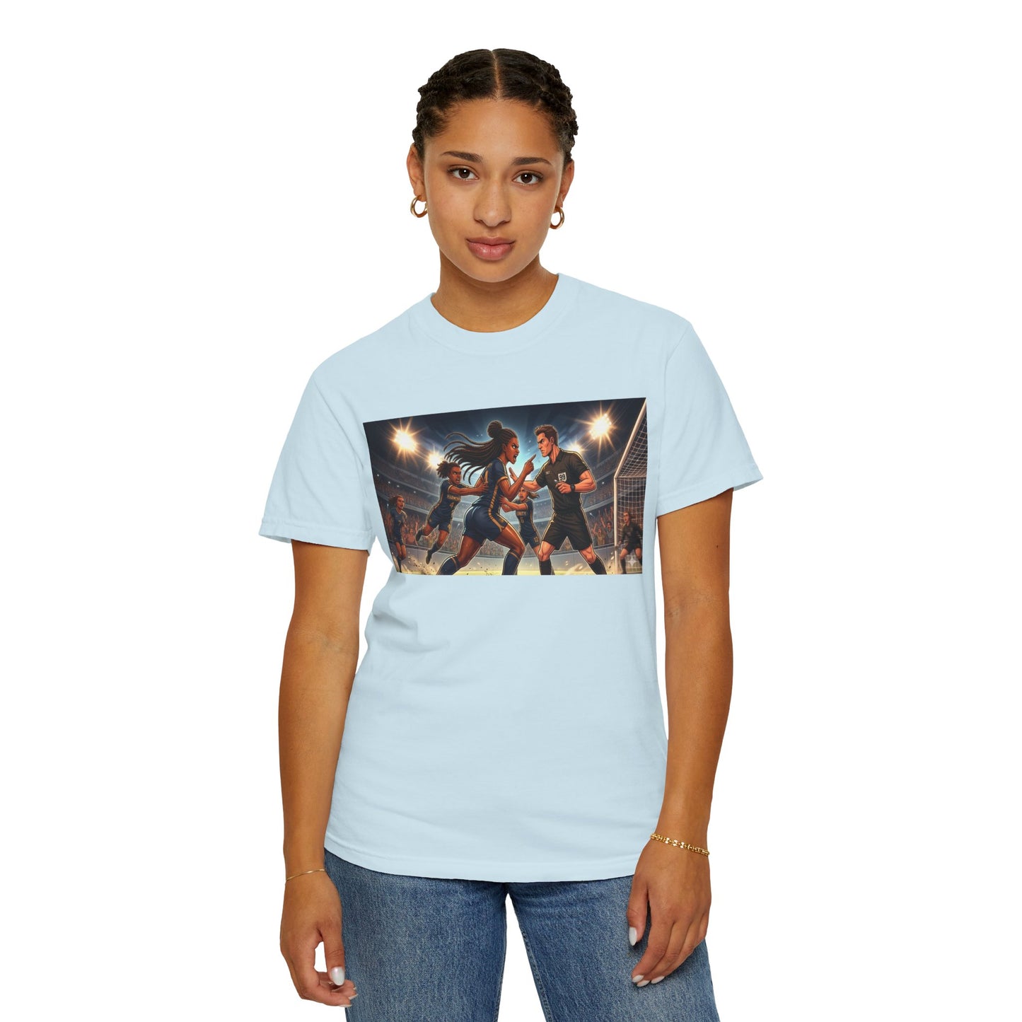 Soccer Night Match T-Shirt — Dynamic Players Under Stadium Lights
