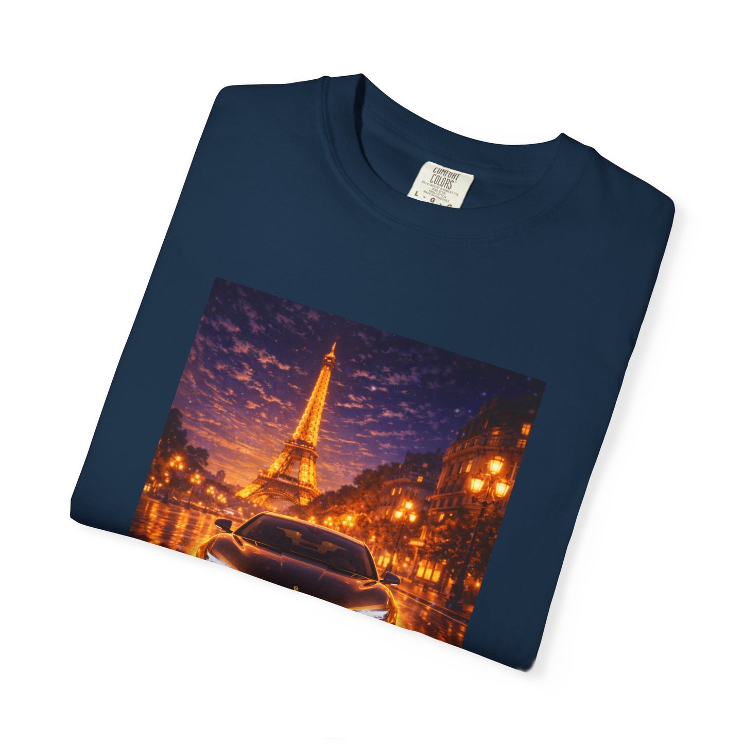Paris Night Drive T-Shirt — Eiffel Tower Car Scene