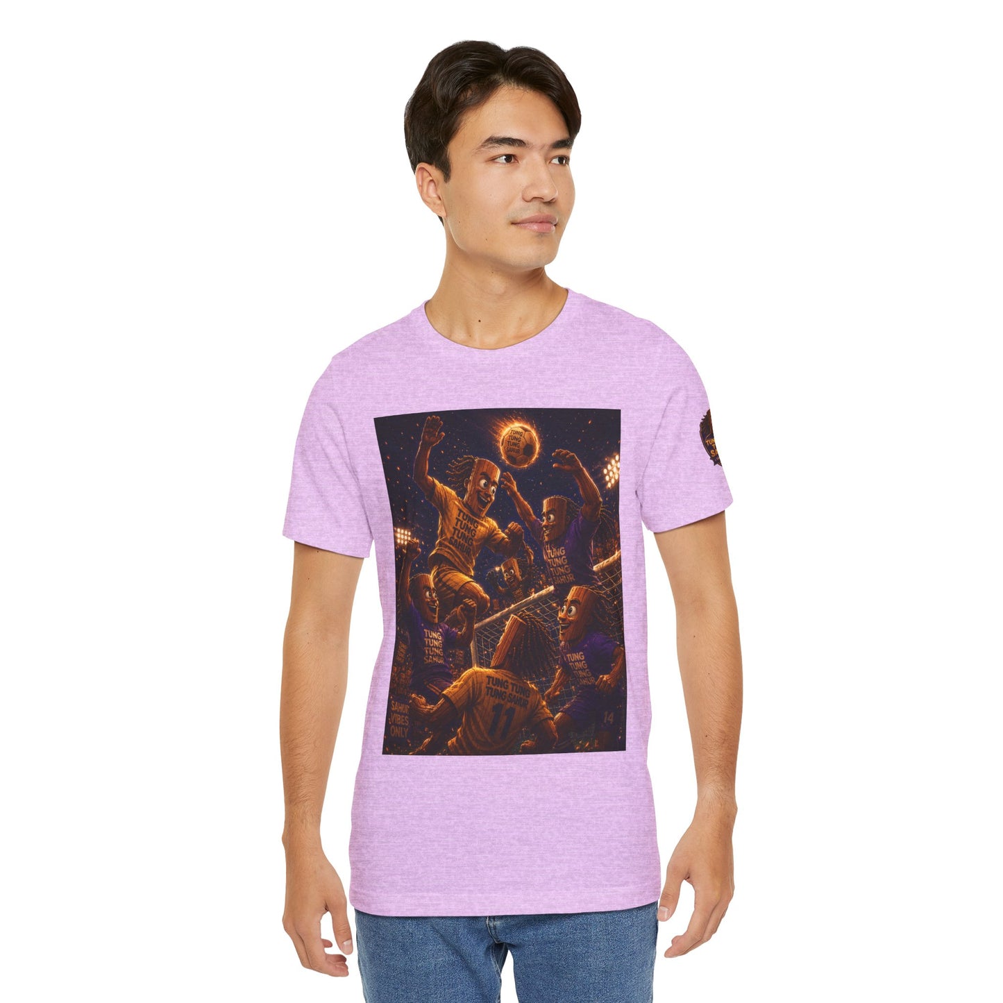 Tung Tung Tung Sahur Header Goal Soccer Action Graphic Tee — Team Court Night Design